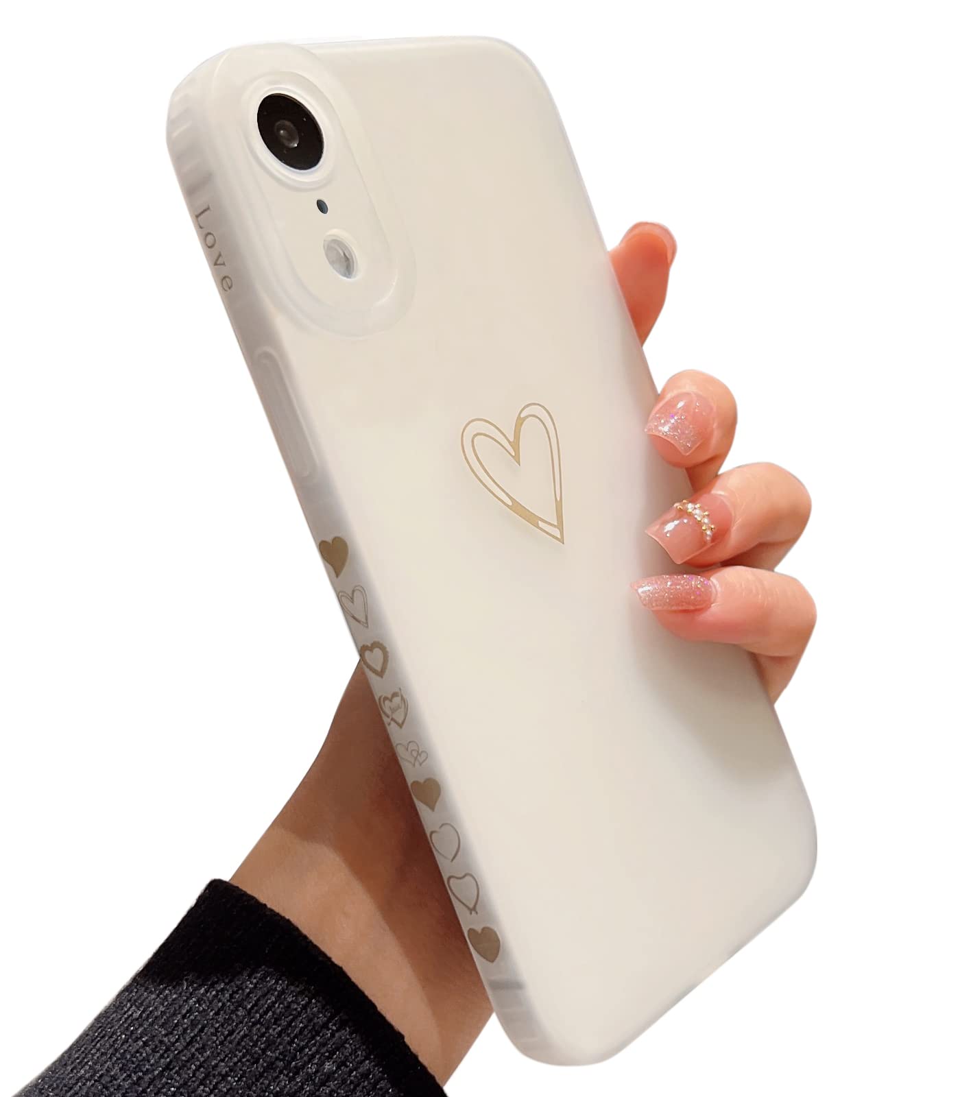 Qokey Cute Plated Love Heart iPhone XR Case (2018 6.1