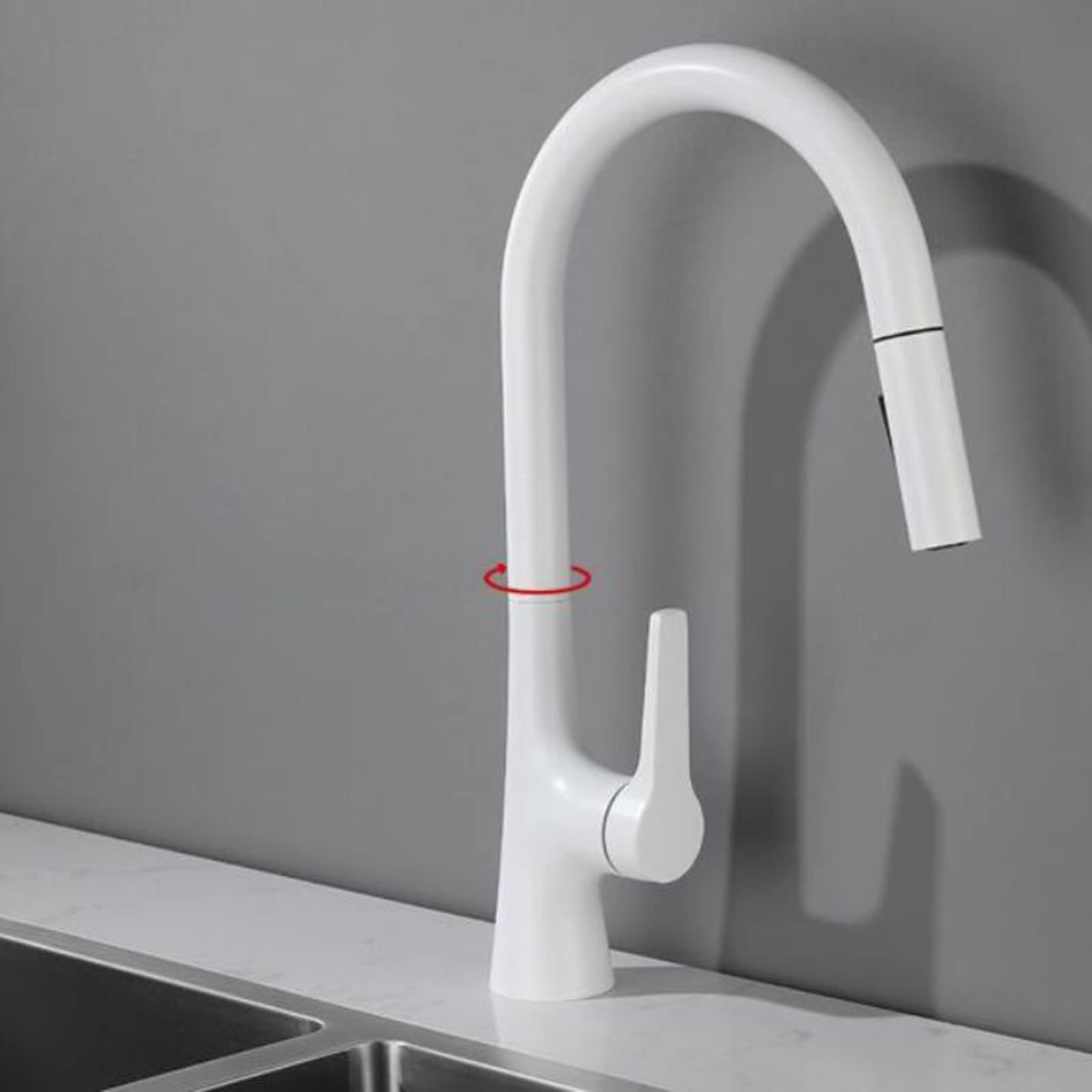 Premium White Brass Pull-Out Spray Kitchen Faucet with Hot & Cold Water Control - Perfect for Modern Farmhouse & Contemporary Kitchen Sinks