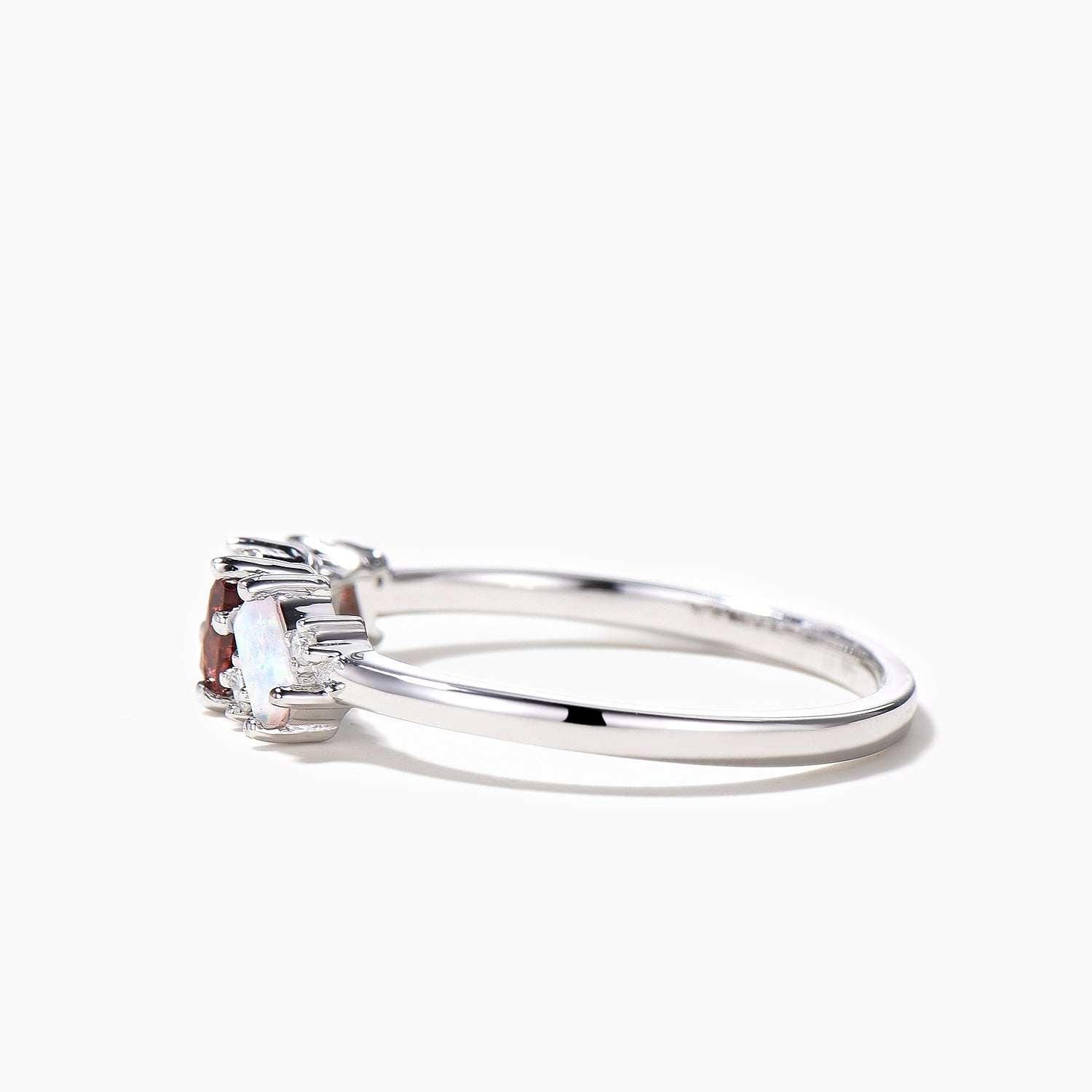 Pear Cut Garnet Cluster Wedding Band - Mixed Cut Opal & Diamond Dainty Ring for Women | Elegant Bridal Jewelry, Anniversary Gift, Engagement Ring Alternative
