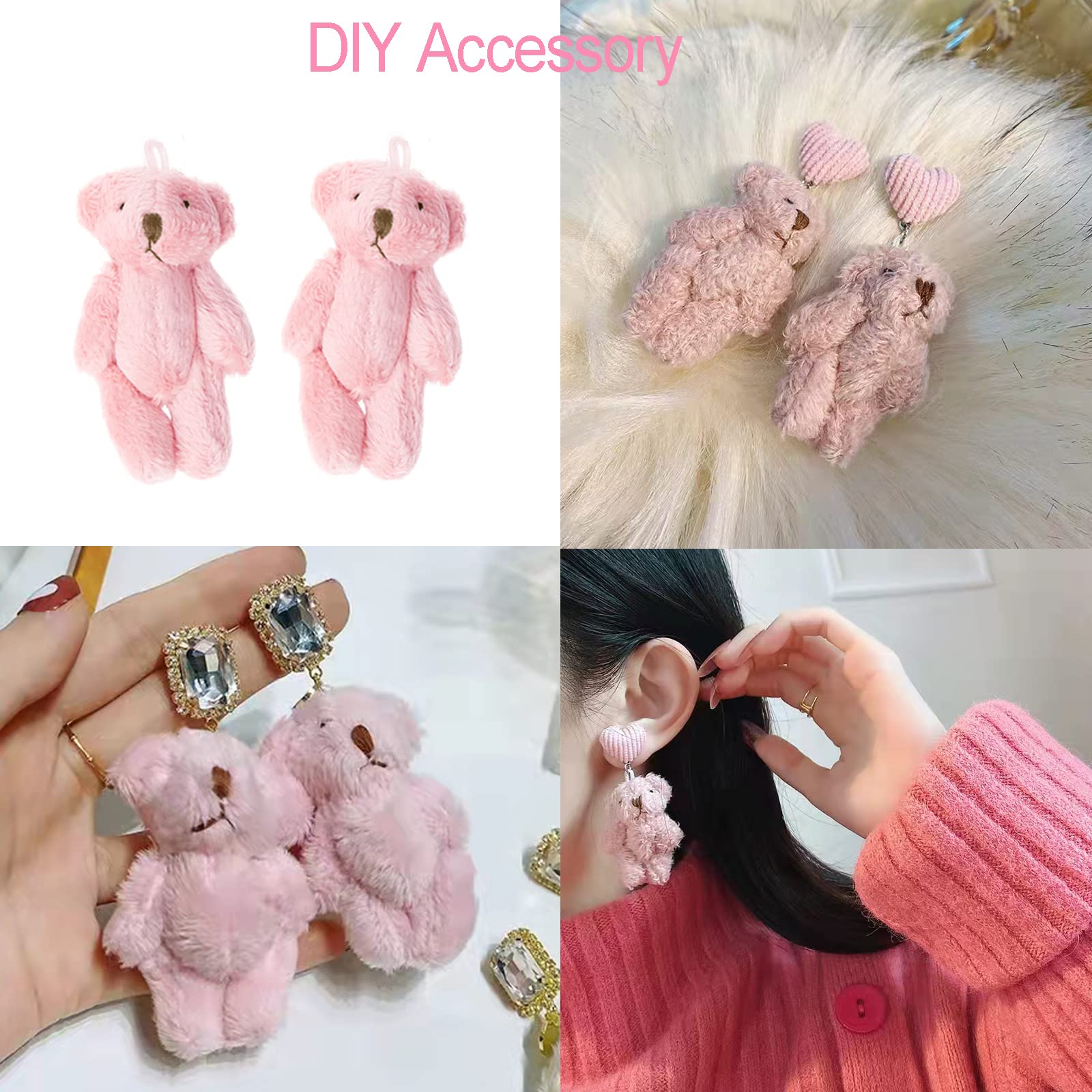 12Pcs Mini Jointed Teddy Bear Plush Toys - 6cm Small Pink Soft Stuffed Bears for Birthday Cake Decor, Wedding Party Favors, Christmas Stocking Stuffers & DIY Craft Accessories | Perfect for Baby Showers, Gift Bags, and Home Decor