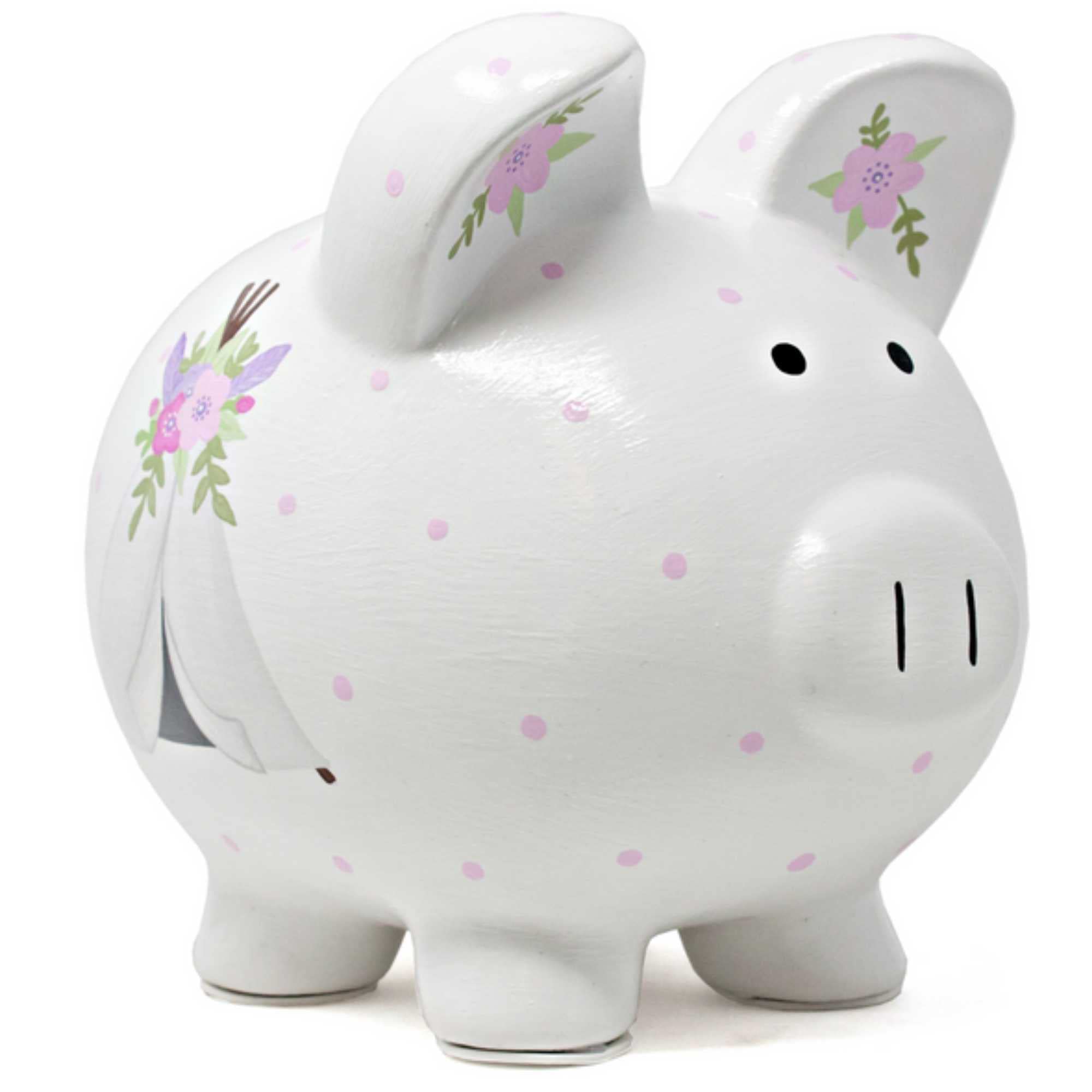 Ceramic Piggy Bank for Girls - Pink Bohemian Design, Perfect for Saving Money & Gifts | Ideal for Kids' Rooms, Birthday Presents & Financial Education