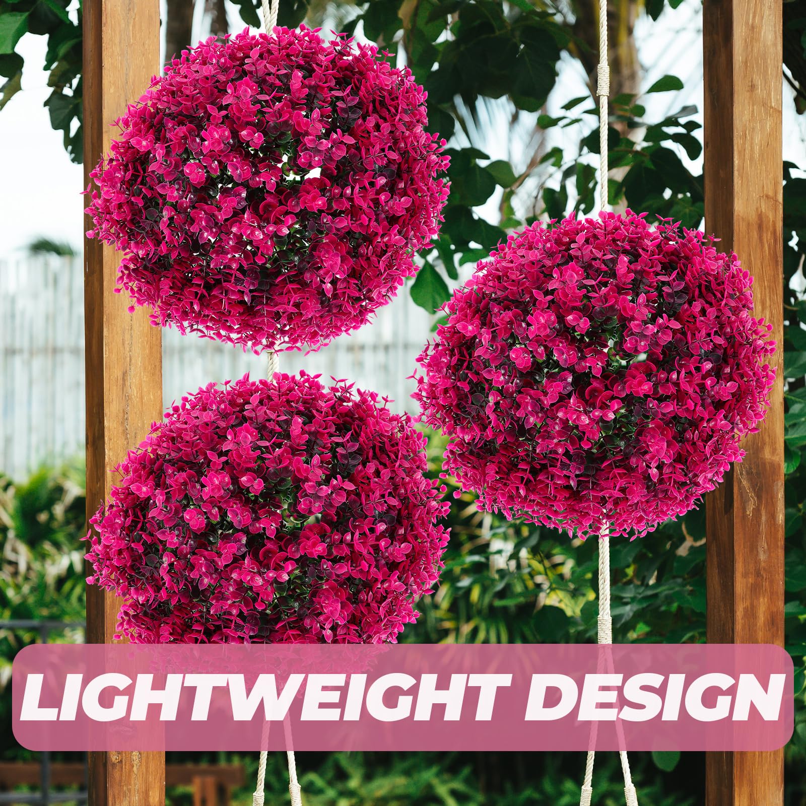 EXCEART Artificial Topiary Balls - Faux Eucalyptus Leaf Grass Decorative Balls for Ceiling, Backyard, Balcony, Garden, Wedding & Home Decor - Perfect for Indoor/Outdoor Use