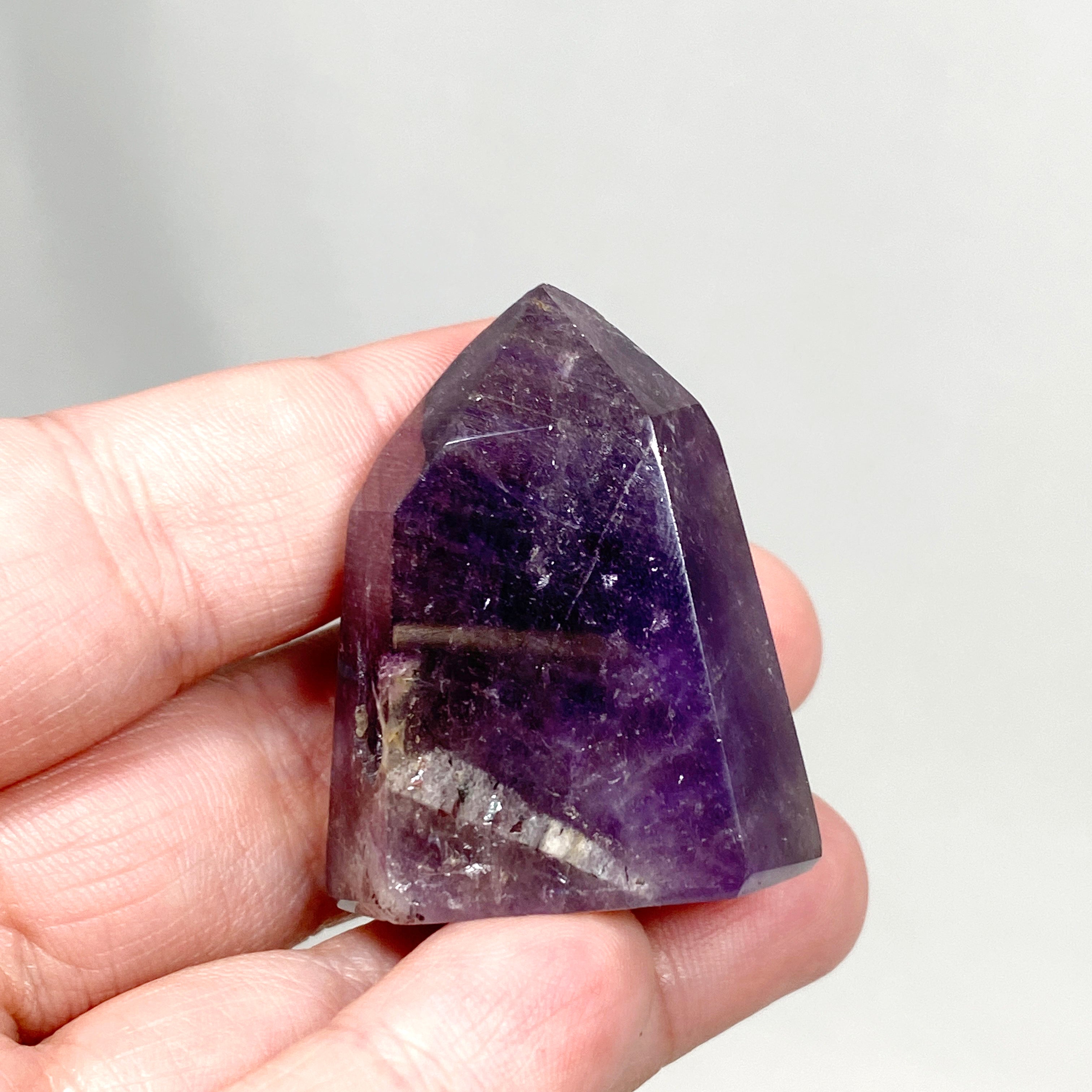 Natural Smokey Amethyst & Clear Quartz Crystal Point - Healing Stone for Meditation, Reiki, Chakra Balancing & Home Decor (CR3441) - Perfect for Spiritual Healing, Yoga Practice & Positive Energy