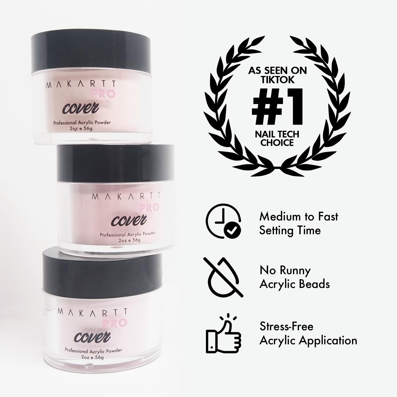 56g/2oz Acrylic Nail Powder for Nail Extensions - Professional Creamy Almond Colored Acrylic Powder for Nail Technicians | DIY Manicures, Salon Nail Art & Home Nail Care