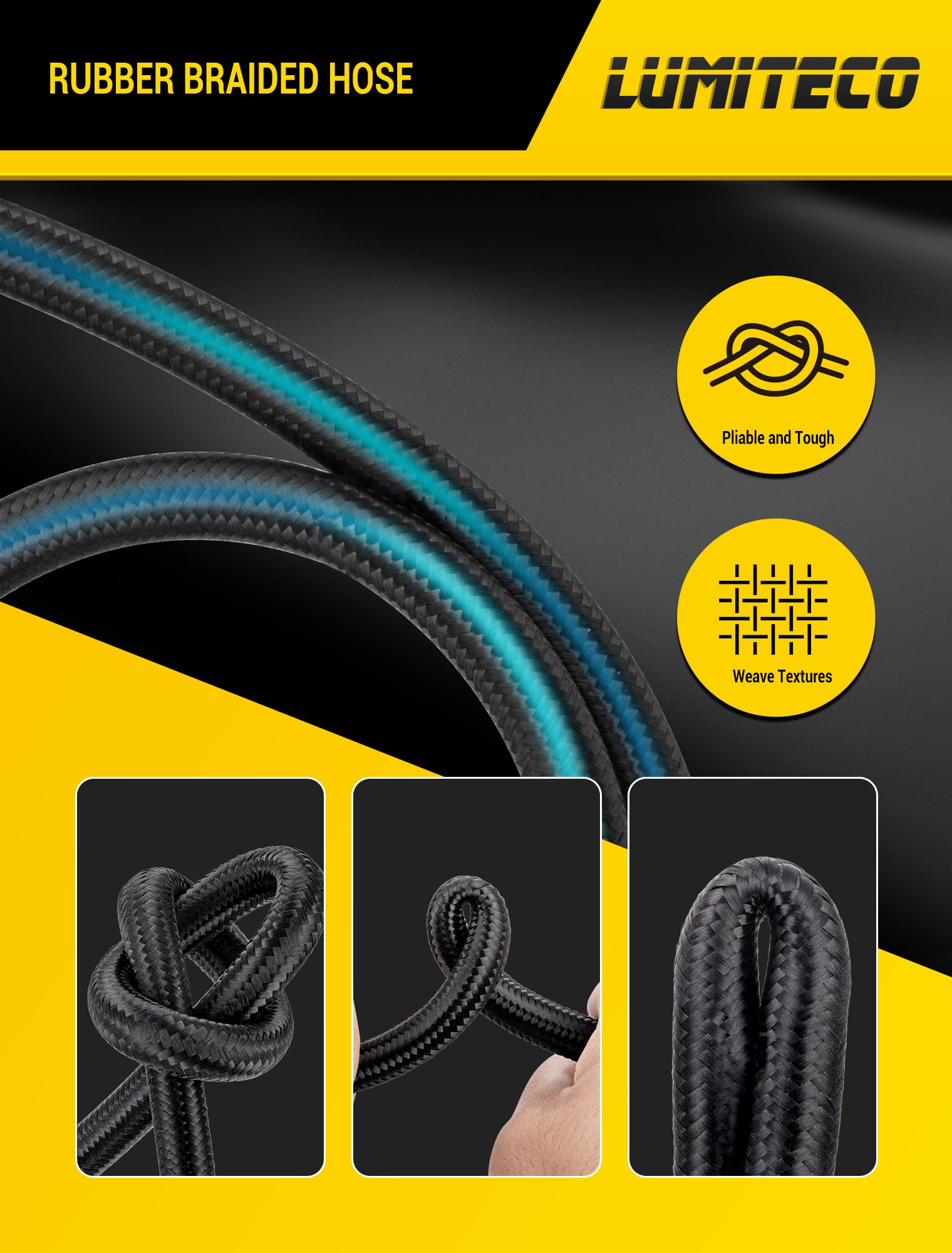 LUMITECO Quick Connect Tire Chuck Hose with Presta Valve & Air Pump Ball Needle - Universal Tire Inflator Pump Hose Adapter for Portable Air Compressors - Perfect for Bikes, Cars, Motorcycles & Sports Equipment