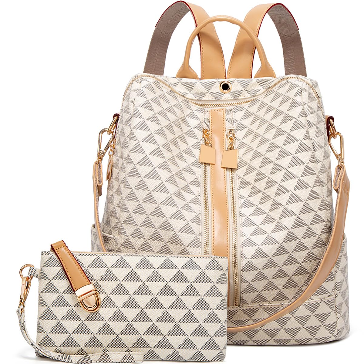 Stylish Convertible PU Leather Backpack Purse for Women - 2-in-1 Travel Satchel & Handbag Set - Perfect for Work, Travel & Daily Use