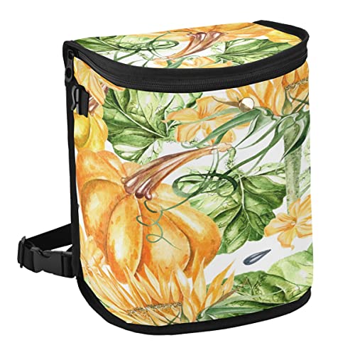 **Leak-Proof Hanging Car Trash Can with Pumpkin & Sunflower Design - Vehicle Garbage Bag Organizer for Waste Storage - Perfect for Road Trips, Commuting & Family Travel**
