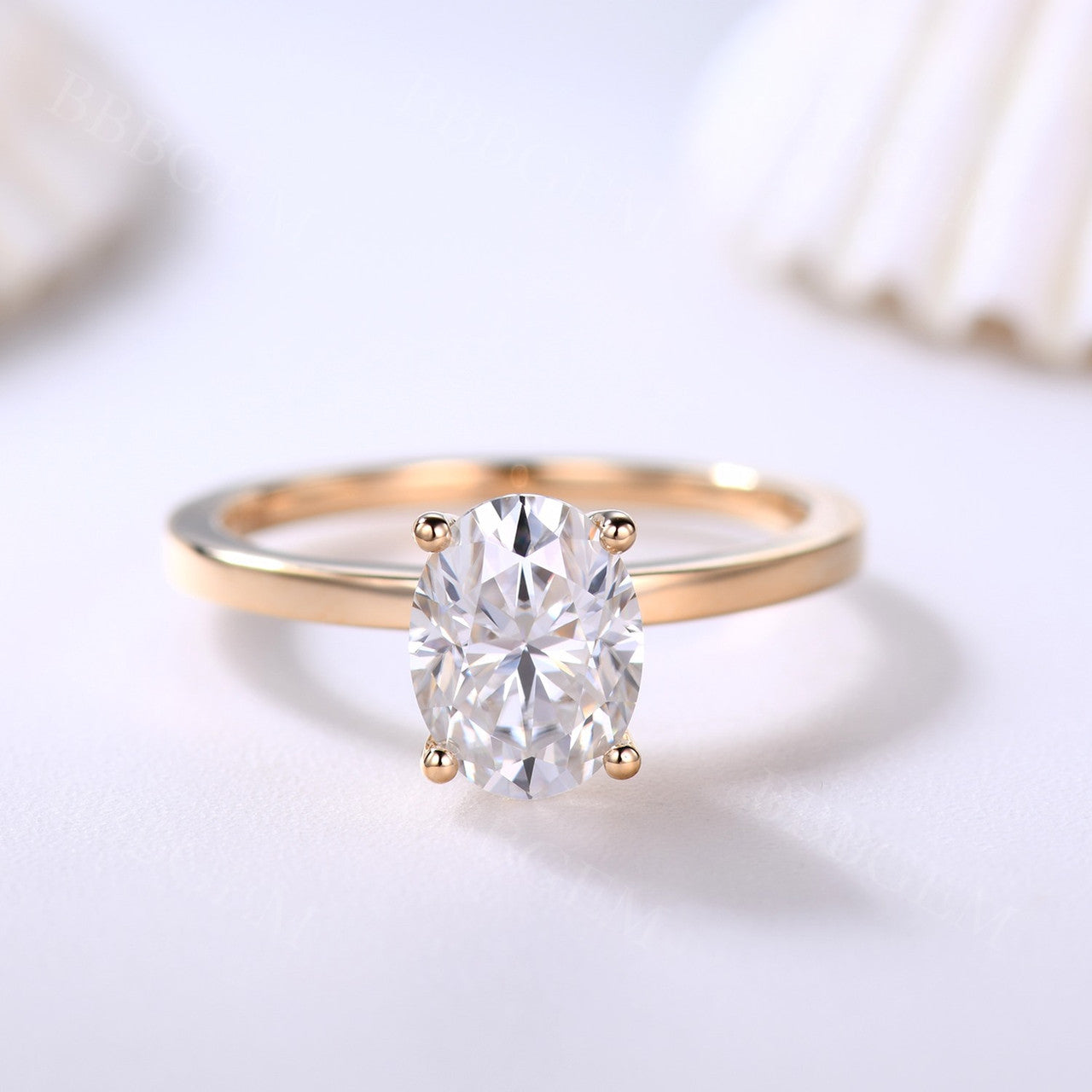 Forever One Moissanite Oval Engagement Ring 6x8mm 1.5 Carat Solitaire in 14K/18K Rose Gold - Durable & Sparkling Wedding Jewelry for Proposals, Anniversaries & Special Occasions