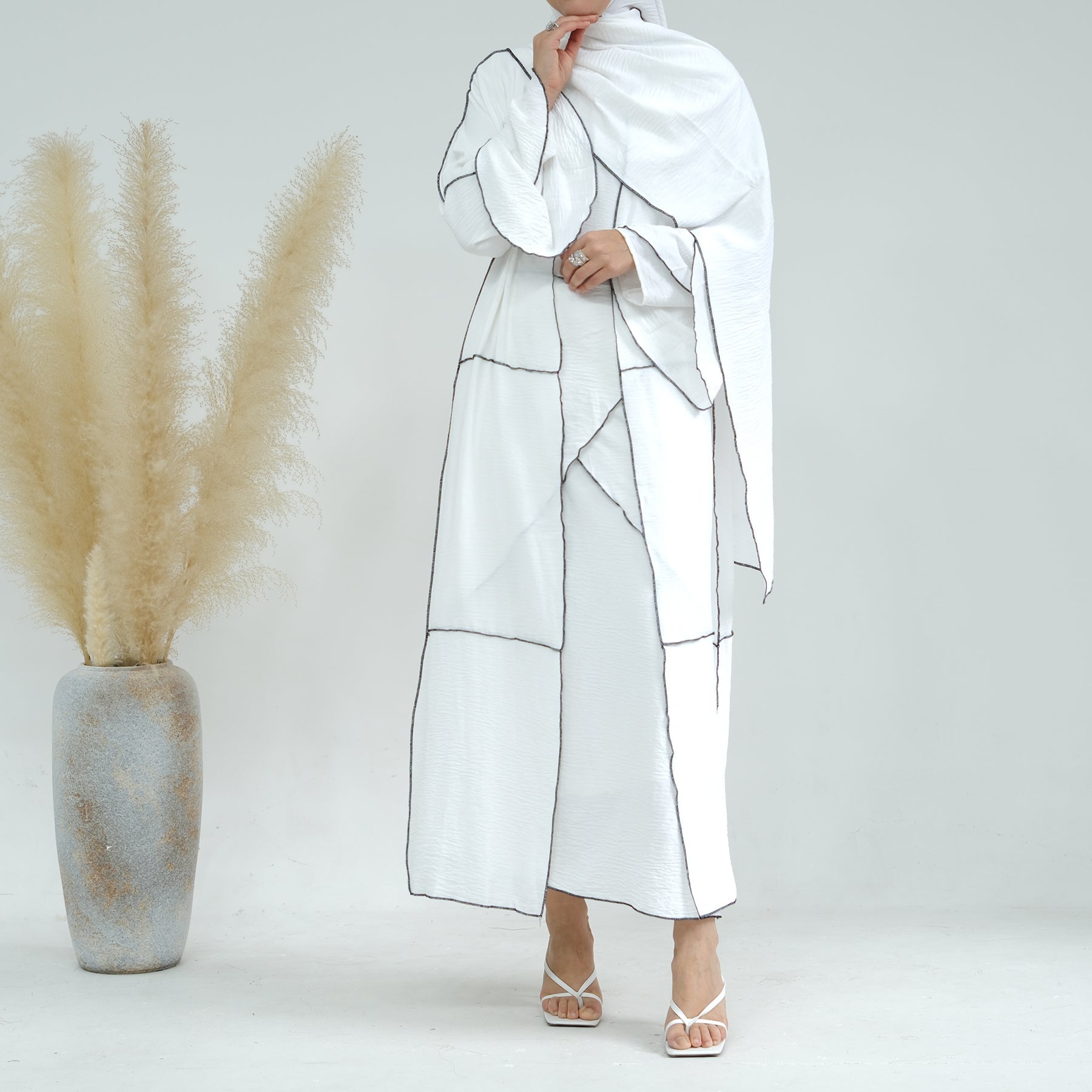Nadia 4-Piece Abaya Set in White | Modest Islamic Prayer Dress for Women | Perfect for Eid, Ramadan & Mosque