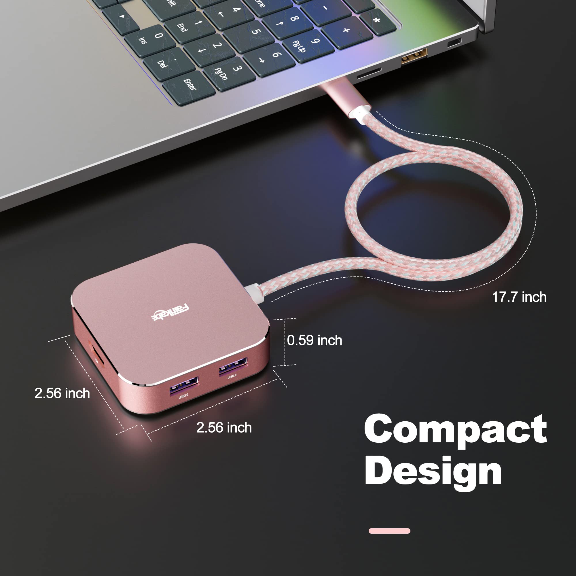 Fairikabe 5-in-1 USB C to HDMI Multiport Adapter with 4K HDMI, Power Delivery, 3 USB 3.0 Ports & 1.5FT Cable - Compatible with MacBook Air/Pro & USB-C DP Alt Mode Devices - Perfect for Home Office, Video Conferencing & Multi-Screen Setups