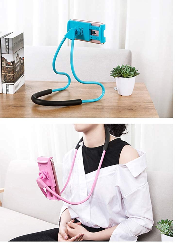 Hsxxf 360° Rotating Neck Phone Holder - Adjustable Hands-Free Cell Phone Mount Stand for Reading, Watching Videos & DIY Projects - Flexible Lazy Bracket for iPhone & Android (Black)
