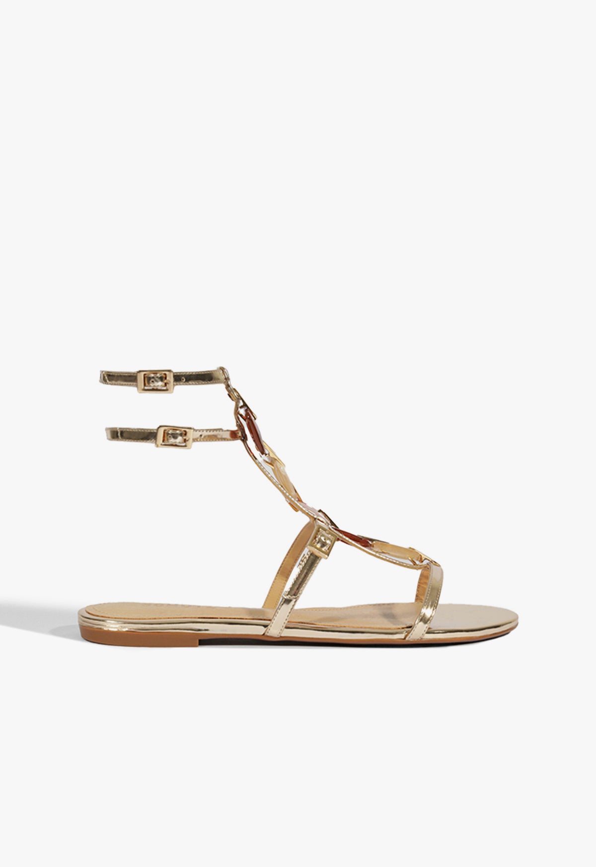 Cassandra Women's Gold Leather Flat Sandals - Comfortable Strappy Summer Sandals for Beach, Vacation & Casual Wear