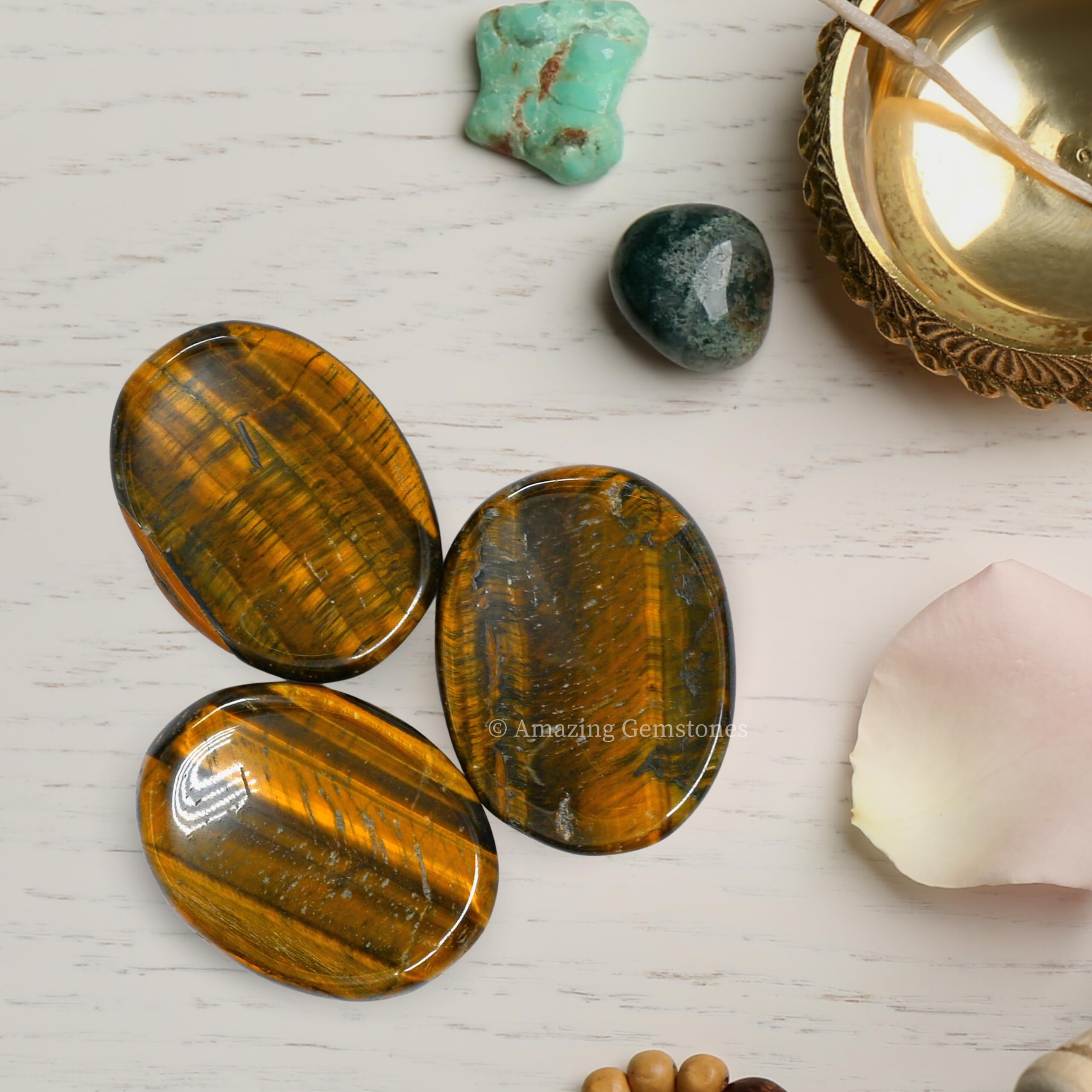 Tiger Eye Worry Stone - Natural Healing Crystals for Stress Relief & Meditation - Unique Gifts for Women & Men - Perfect for Relaxation, Anxiety Relief & Mindful Fidgeting