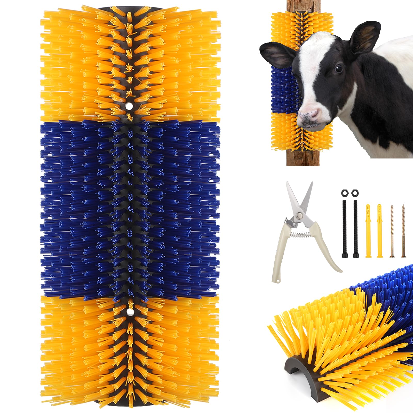 1 Pack Livestock Scratch Brushes - Large Soft Cow & Horse Back Scratcher - Itch Relief Massage Brush for Goats, Sheep, Deer - Durable Barn & Pasture Grooming Tool for Happy Animals