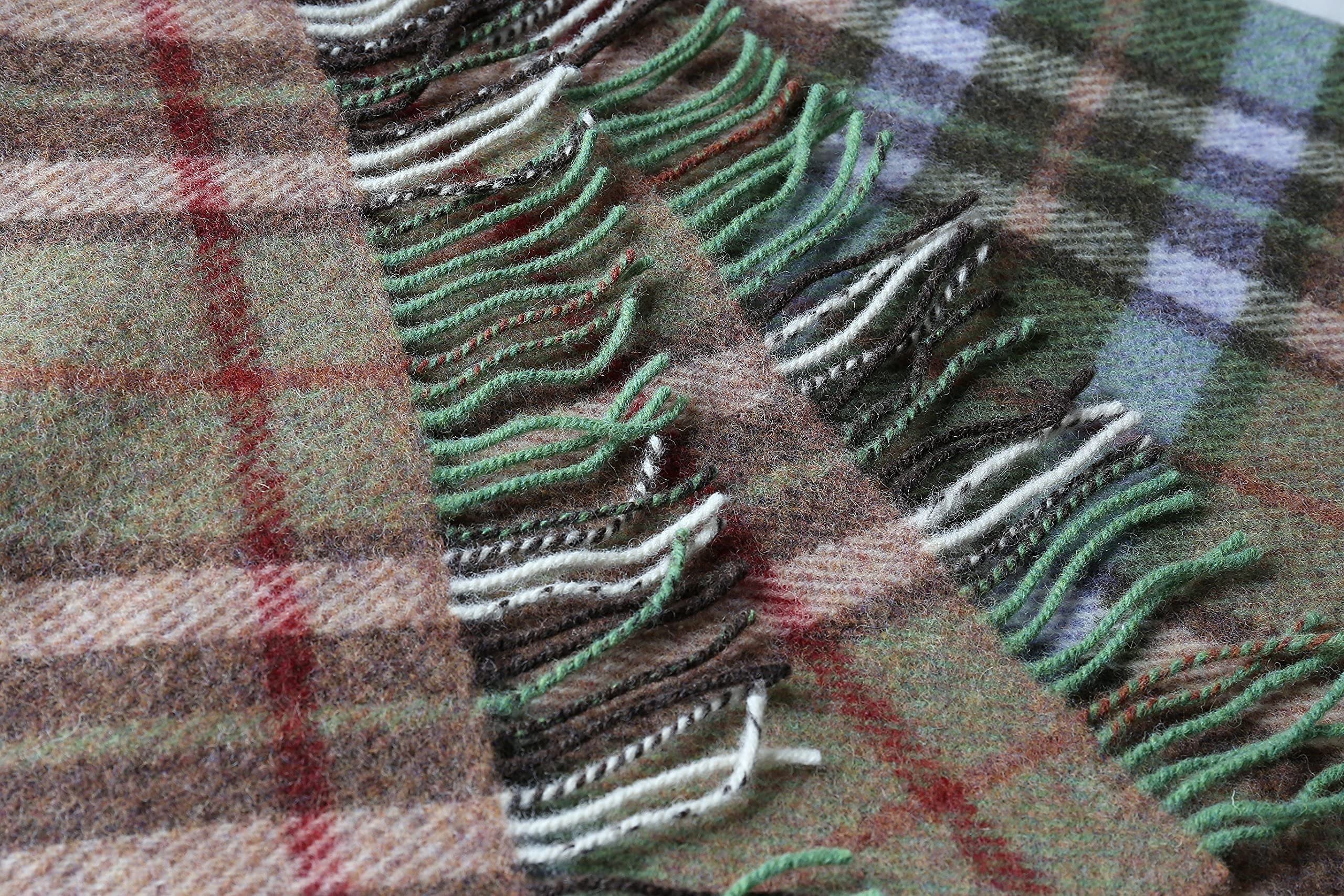 Authentic Irish 100% Wool Throw Blanket - Traditional Plaid Print, Ultra Soft & Warm Heirloom Quality Lambswool - Imported from Ireland - 54