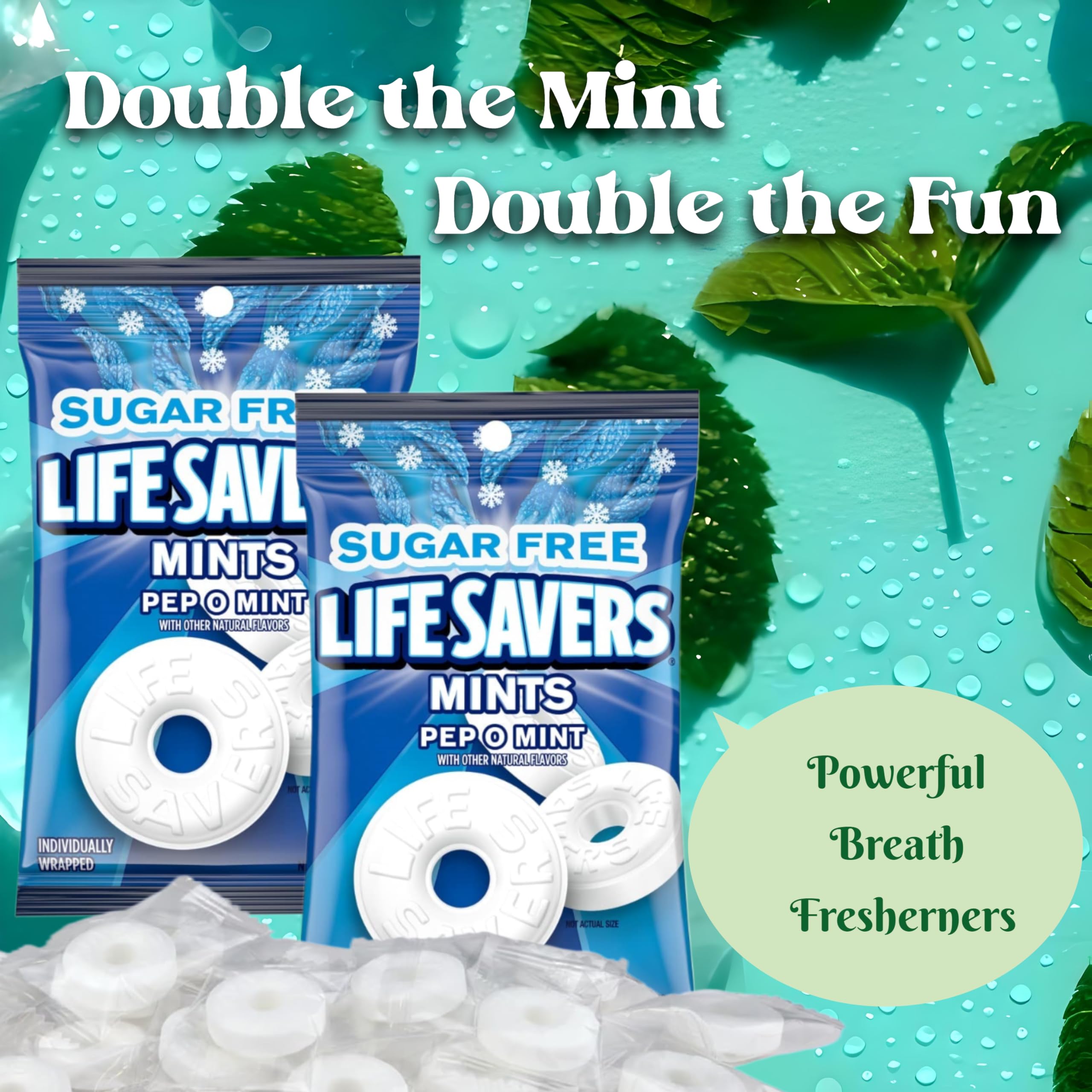 Sugar Free Life Savers Mints - Pep O Mint Flavor | 2-Pack (2.75oz Each) | Refreshing Hard Candy for Fresh Breath | Perfect for Holidays, Travel, Office & After Meals | Distributed by Common Classic Candy Company