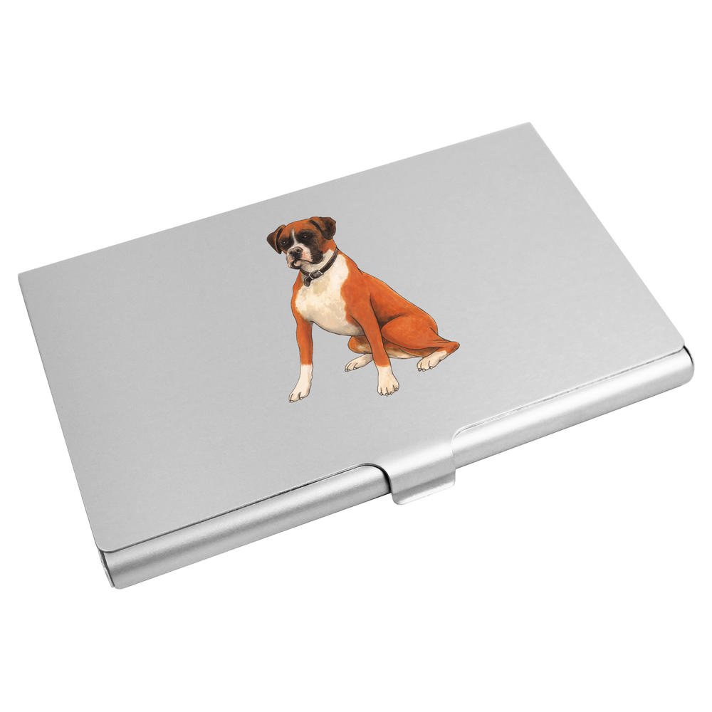 Azeeda 'Boxer Dog' Leather Business Card Holder & Credit Card Wallet - Premium RFID Blocking Card Case for Men Women - Perfect for Office, Travel, and Everyday Use (CH00016177)