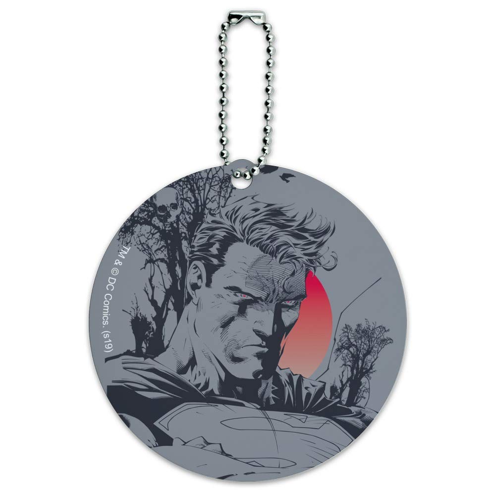 Superman Dark Persona Round Luggage ID Tag - Durable Suitcase Name Tag for Carry-On Bags - Perfect for Travel, Business Trips & Vacation Identification
