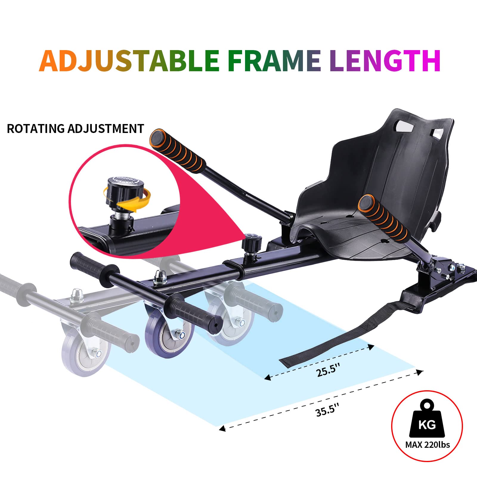 Self Balancing Hoverboard with Seat & Go-Kart Attachment - 6.5