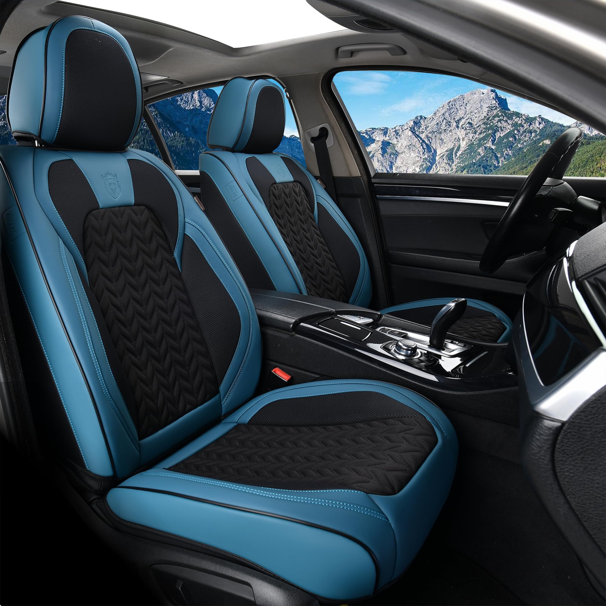 Winter Car Seat Covers 2PCS - Front Seat Protectors, Breathable Faux Leather Car Seat Cushion for Most Vehicles (Blue) - Perfect for Cold Weather Protection & Comfortable Driving