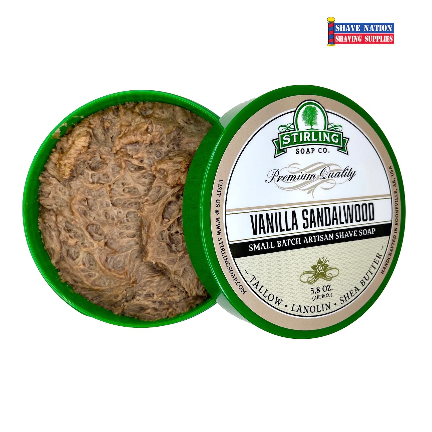 Premium Stirling Shaving Soap for Men - All-Natural Ingredients for Smooth Shaving - Perfect for Wet Shaving & Beard Care at Home or Travel