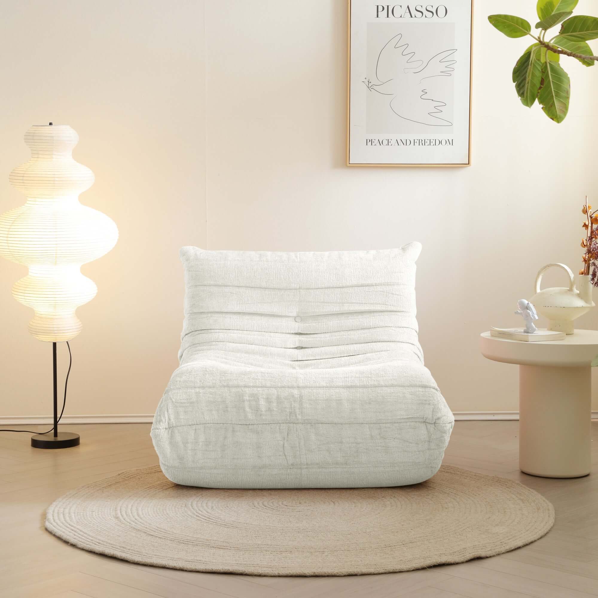 Comfortable Compressed Foam Floor Couch - Chenille Togo Sofa for Small Spaces | Portable Lounger for Living Room, Bedroom, Dorm & Movie Nights
