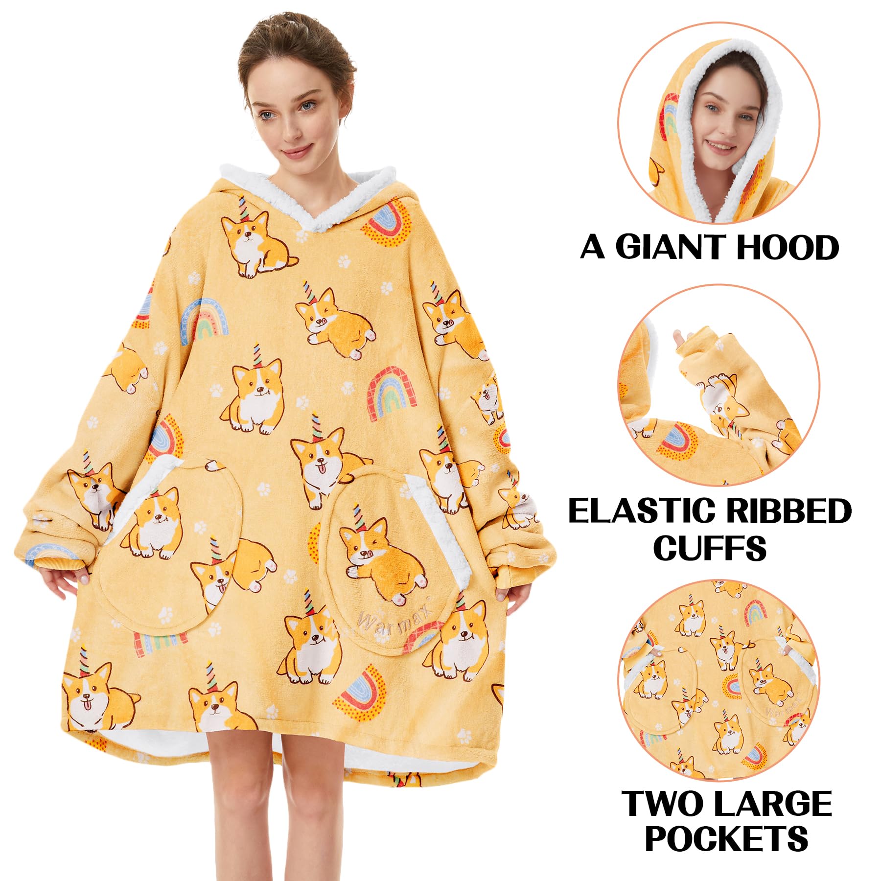 Zando Wearable Blanket Hoodie for Kids & Adults - Oversized Sherpa Fleece Sweatshirt | Cozy Gift for Family Movie Nights, Camping & Lounge Wear