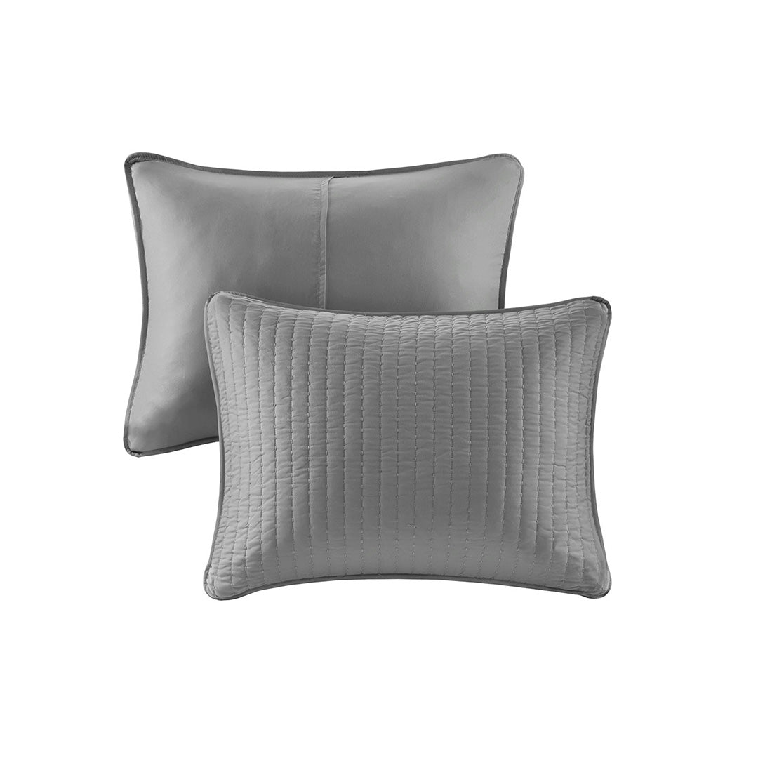Keaton Gray Coverlet Set - Soft & Luxurious Bedding for All Seasons | Perfect for Master Bedroom, Guest Room & Dorm Decor