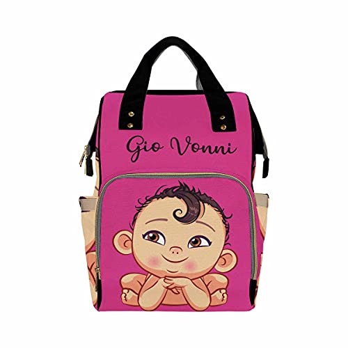 Personalized Diaper Backpack for Boys - Custom Name Waterproof Baby Bag with Cute Hairstyle Design, Multifunctional Nursing Travel Daypack for Moms | Perfect Baby Shower Gift & Everyday Parenting Essential