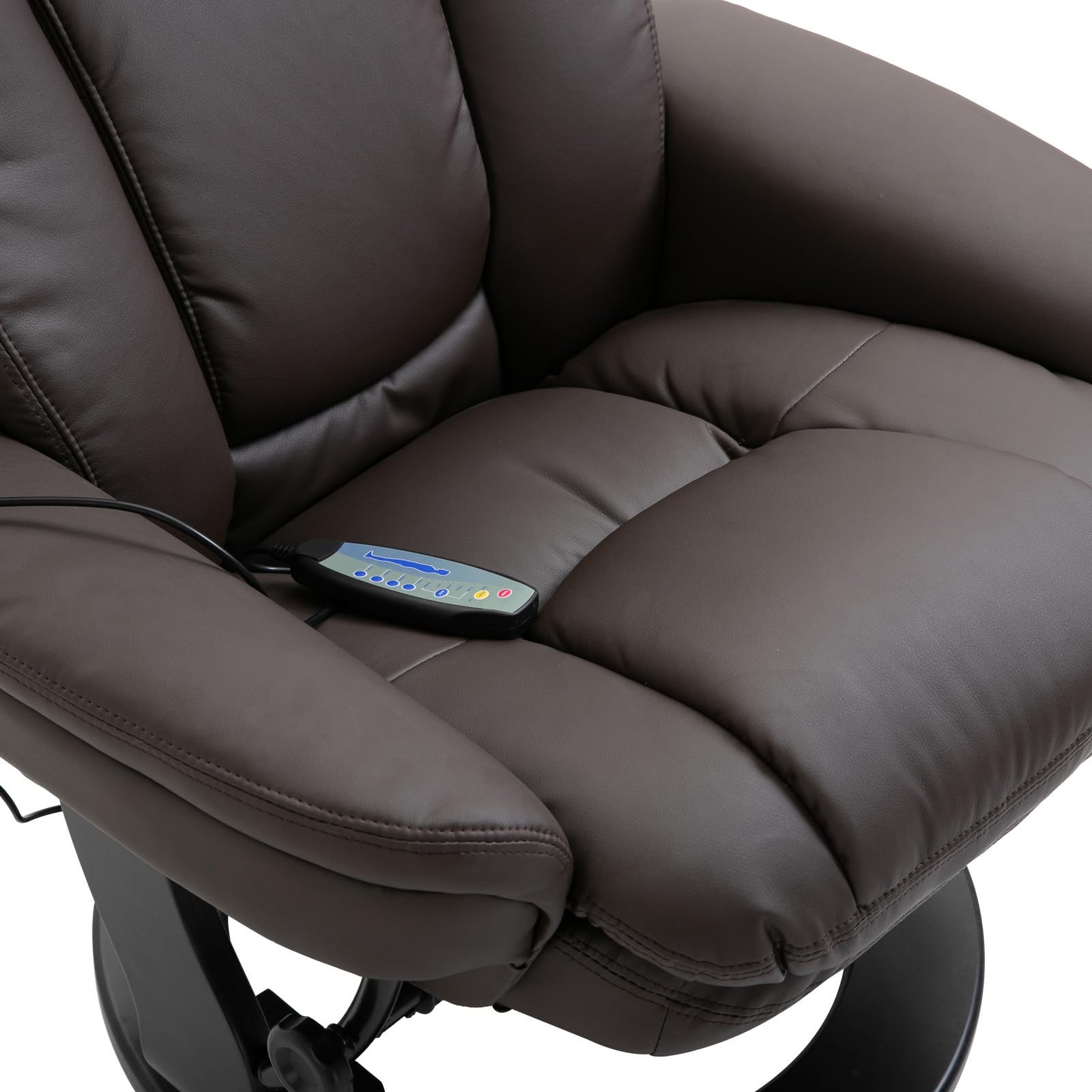 Premium HOMCOM PU Leather Massage Recliner Chair with Ottoman - 10-Point Vibration, 360° Swivel & Adjustable Armchair in Brown | Perfect for Living Room, Home Theater & Relaxation