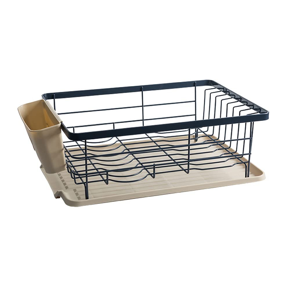 Premium Stainless Steel Dish Drying Rack - Single Layer Countertop Drain Basket with Drip Tray & Utensil Holder | Rust-Proof, No Punch Installation | Space-Saving Kitchen Organizer for Counter or Cabinet | Perfect for Small Apartments & Busy Home Cooks