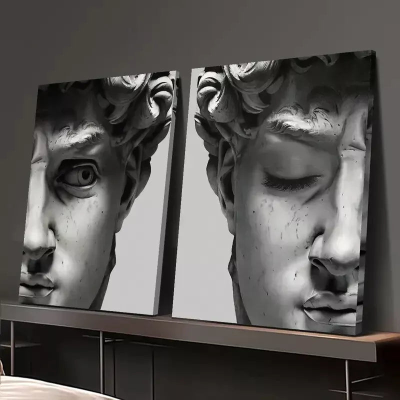 2-Piece Interesting Plaster Statue Wall Art Decor - 50x75cm Framed Canvas Painting | High Quality Print | 100% Australian Made | Ready to Hang | Perfect for Living Room, Bedroom & Office Decor