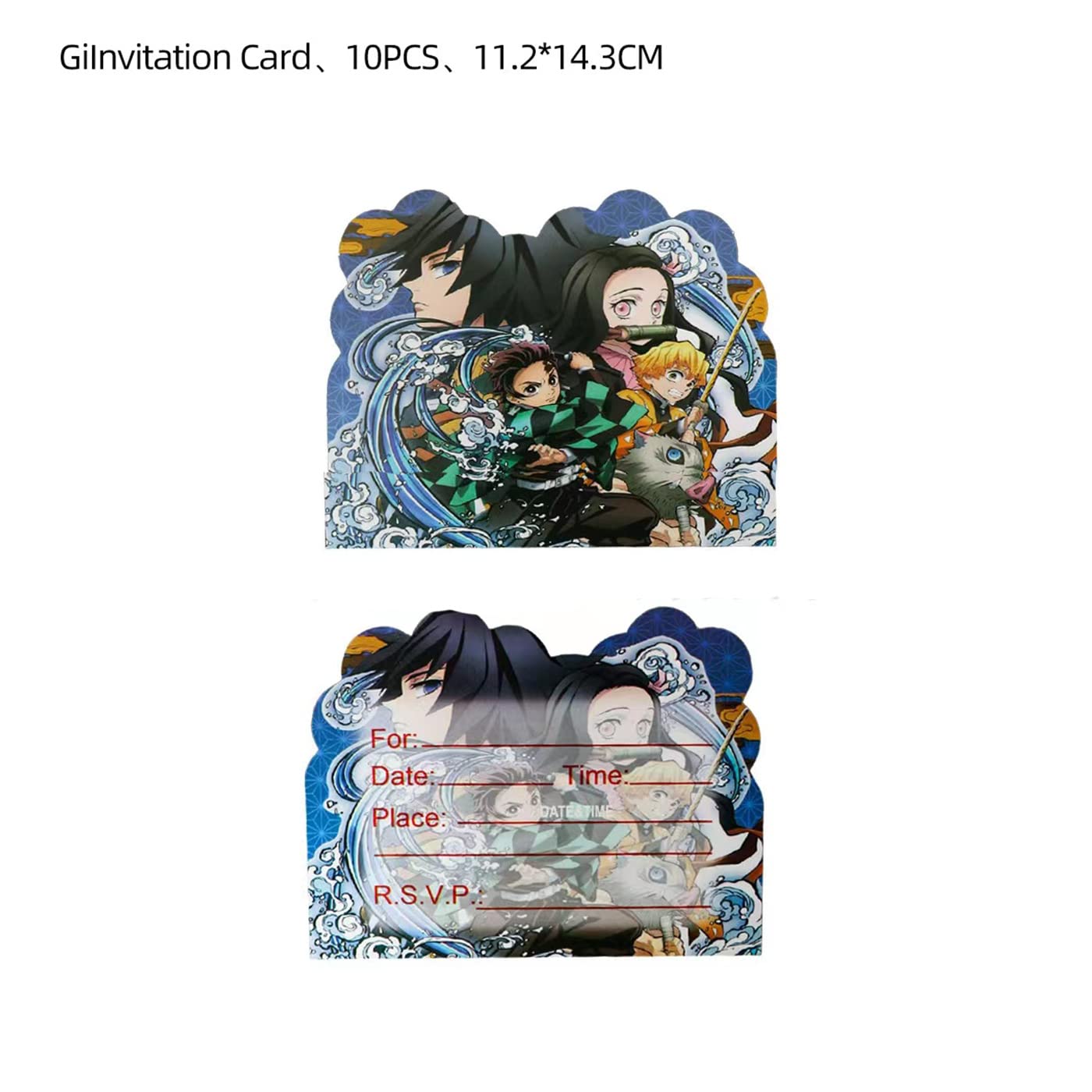Demon Slayer Anime Invitation Cards - 20 Pack Multicolor 6.5x4.8 Inch Premium Cardstock - Perfect for Kids Birthday Parties, Anime Themed Events & Cosplay Gatherings