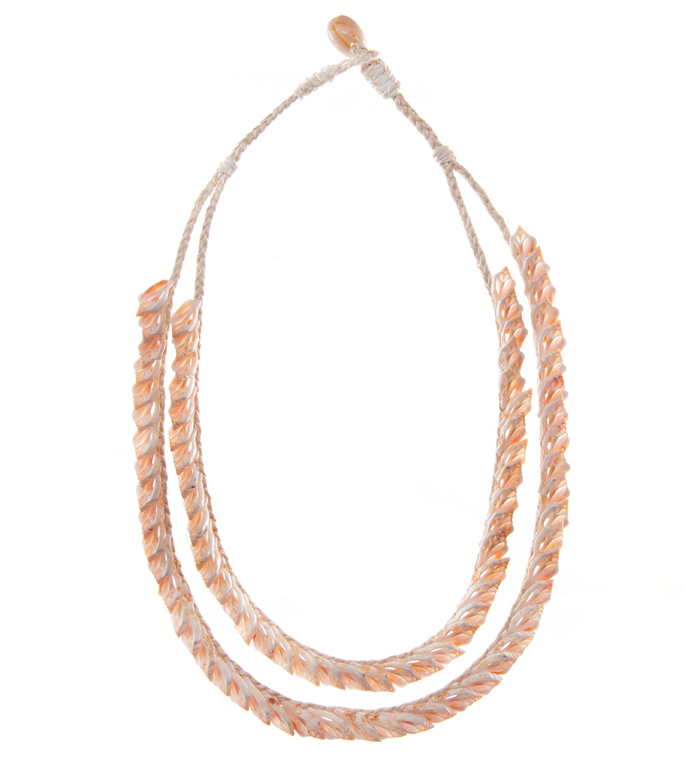 Double Layer Shell Necklace with Niau Sliced Shells - Elegant Beach Jewelry for Women, Perfect for Summer Vacations, Boho Outfits & Seaside Weddings