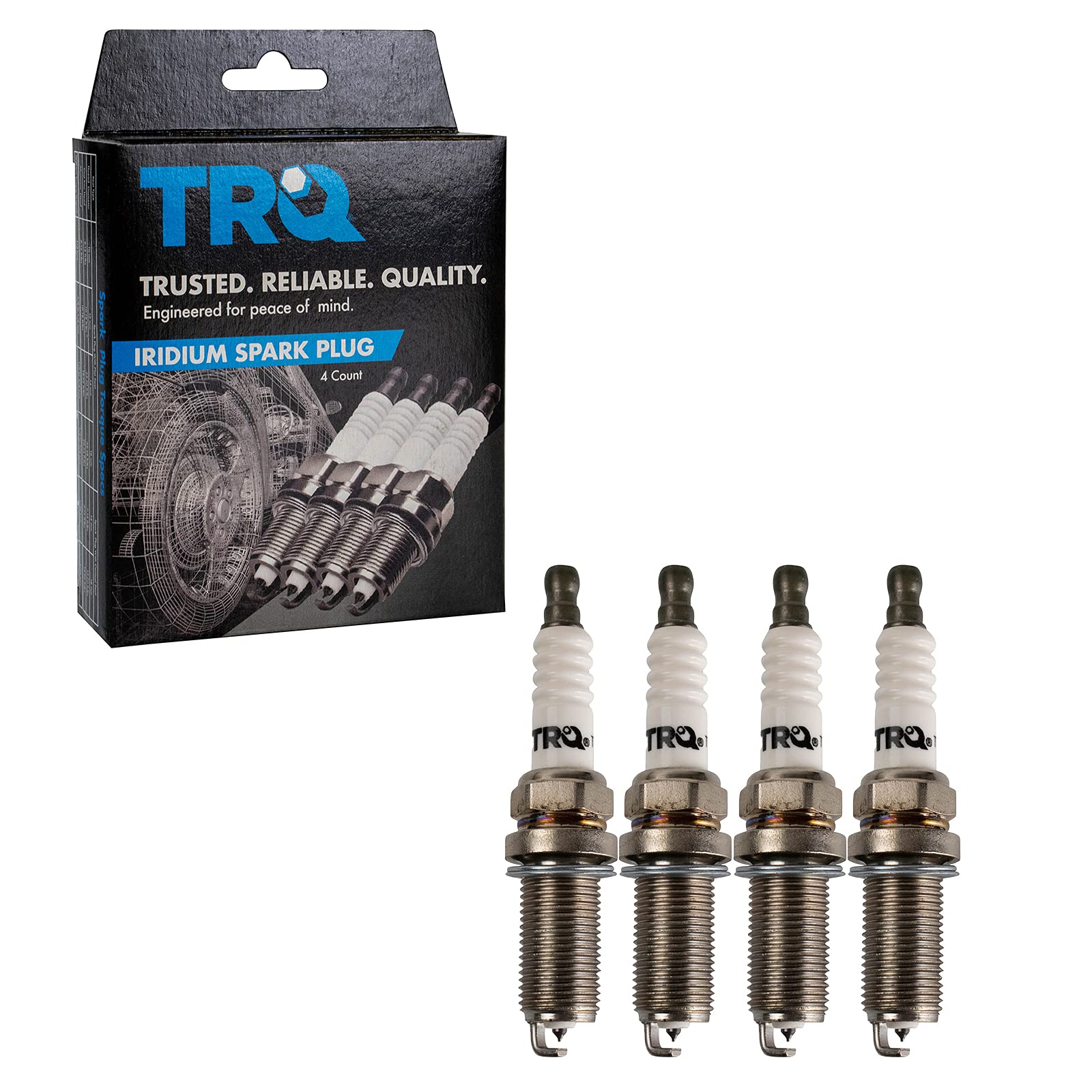 TRQ Iridium Spark Plugs - High Performance Engine Tune Up Ignition Kit (4-Piece Set) | Compatible with Most Cars & Trucks | Ideal for Improved Fuel Efficiency & Smoother Acceleration
