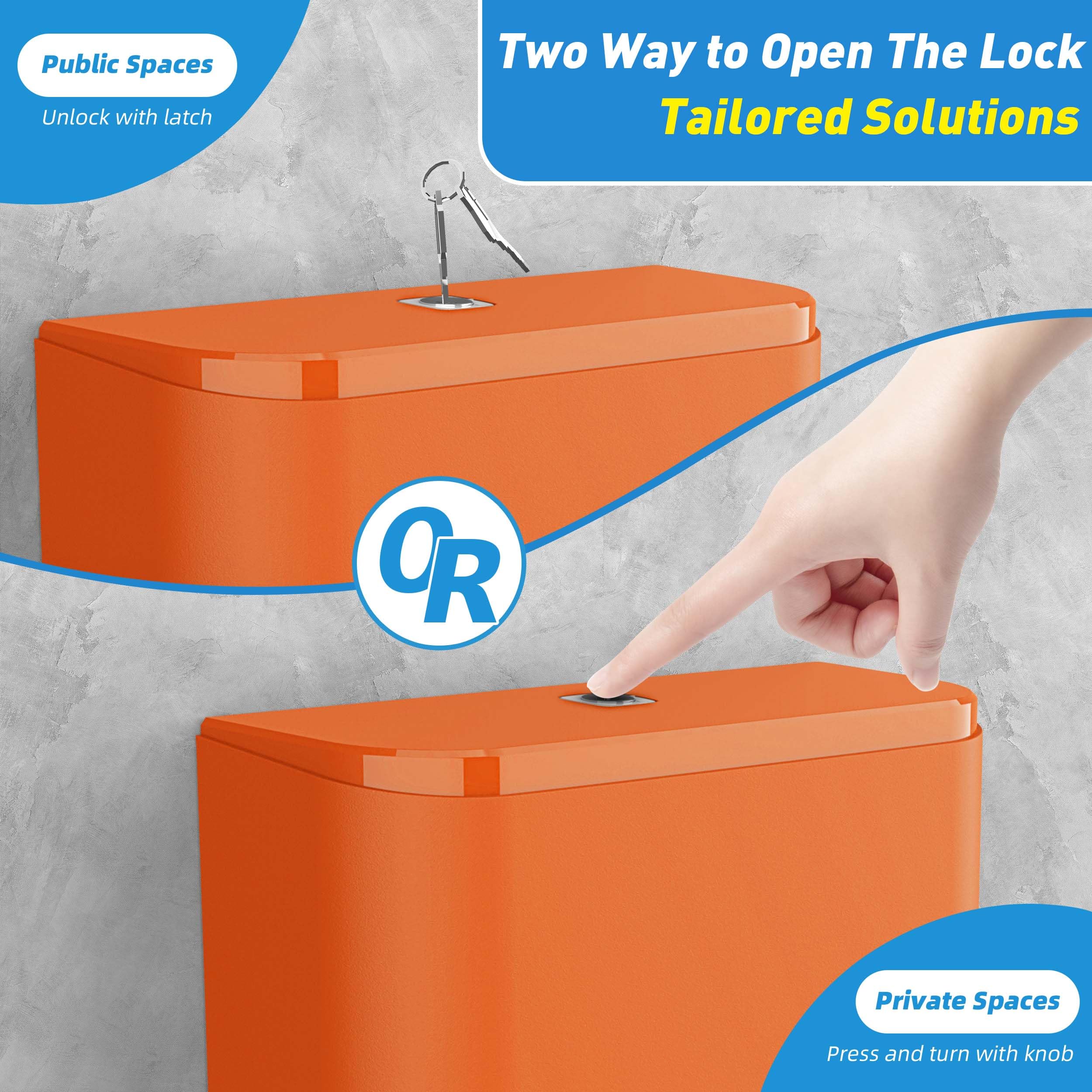 Commercial Paper Towel Dispenser Wall Mount with Lock - Universal Multifold/Tri-Fold Hand Towel Holder for Bathroom, Kitchen & Office - Compact Toilet Tissue Dispenser (Orange, 1-Pack) - Ideal for Restaurants, Hospitals & Public Restrooms