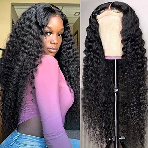 13x4 Deep Wave Lace Front Wigs Human Hair - Pre Plucked with Baby Hair, 180% Density, Glueless HD Transparent Lace Frontal Brazilian Curly Human Hair Wigs for Black Women (26 Inch) - Perfect for Daily Wear, Parties, Weddings & Special Occasions