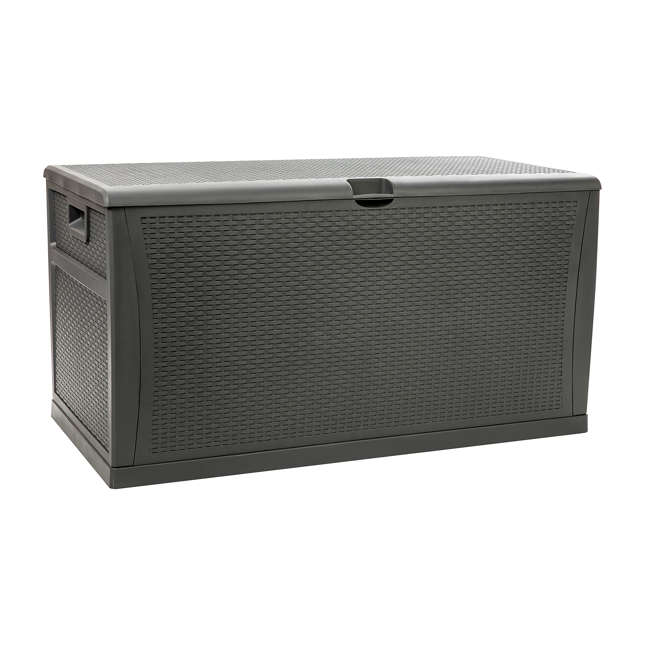 EMMA + OLIVER 120 Gallon Gray Plastic Deck Box - Outdoor Patio Storage Solution for Cushions, Pool Toys & Garden Tools | Perfect for Backyard, Deck & Poolside Organization