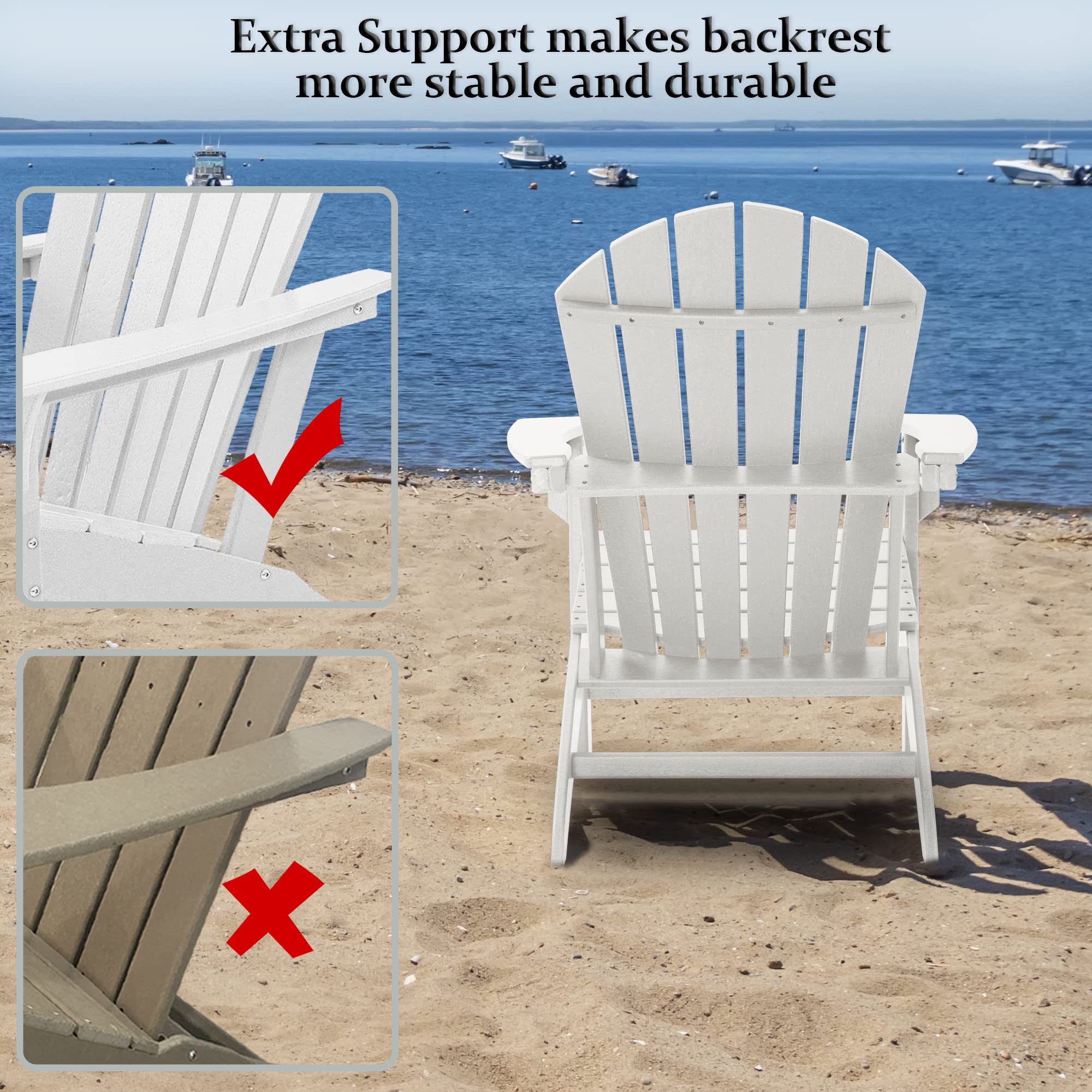 **Adirondack Chair - Weather-Resistant Plastic Resin Outdoor Lounge Chair for Patio, Deck, Lawn & Fire Pit - Durable White Painted Finish - Perfect for Relaxing in Your Backyard or Garden**