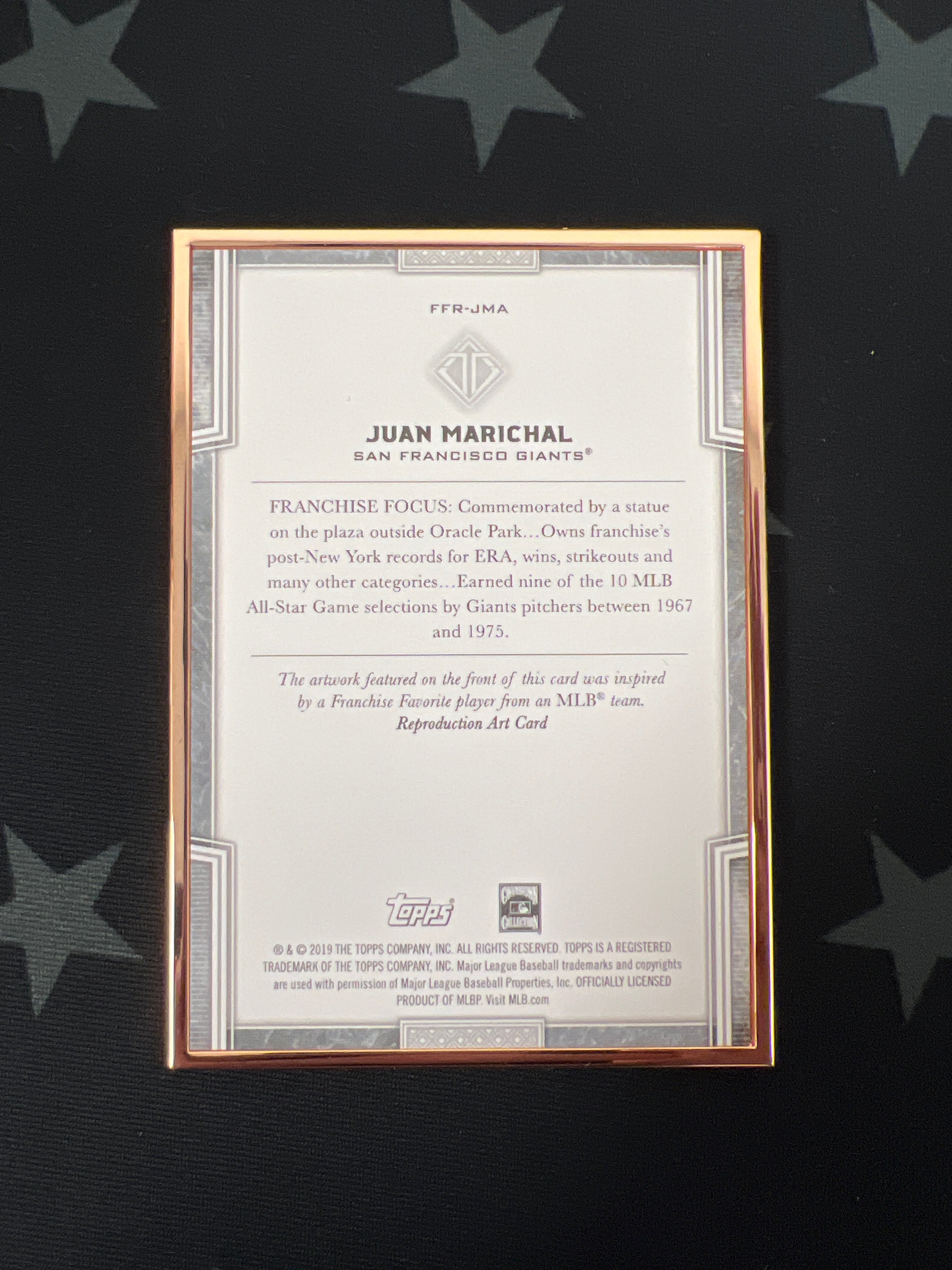2019 Topps Transcendent Juan Marichal #FFR JMA Franchise Favorites Baseball Card /100 - Limited Edition Collectible for Sports Memorabilia Fans