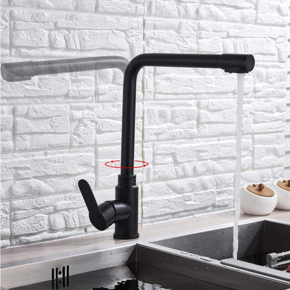 Matte Black Purified Water Faucet - Hot & Cold Water Dispenser - Modern Two-in-One Handle Design - Deck Mount Single Hole Sink Faucet - Perfect for Kitchen, RV, and Office Use