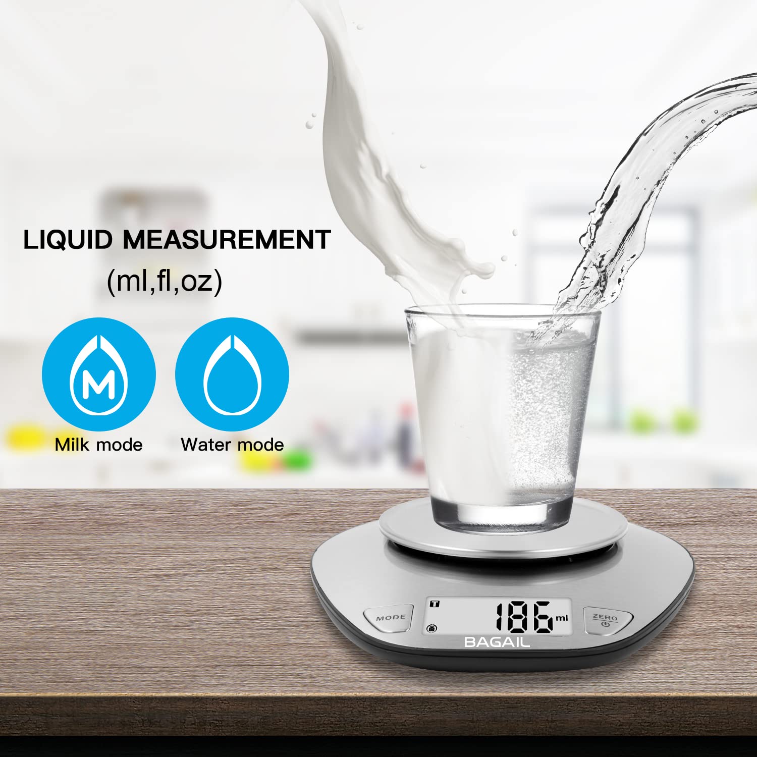BAGAIL Digital Bathroom Scale and Kitchen Scale Set - Large LCD Display, Stainless Steel Mixing Bowl for Precise Food Weighing | Perfect for Baking, Cooking, and Health Tracking