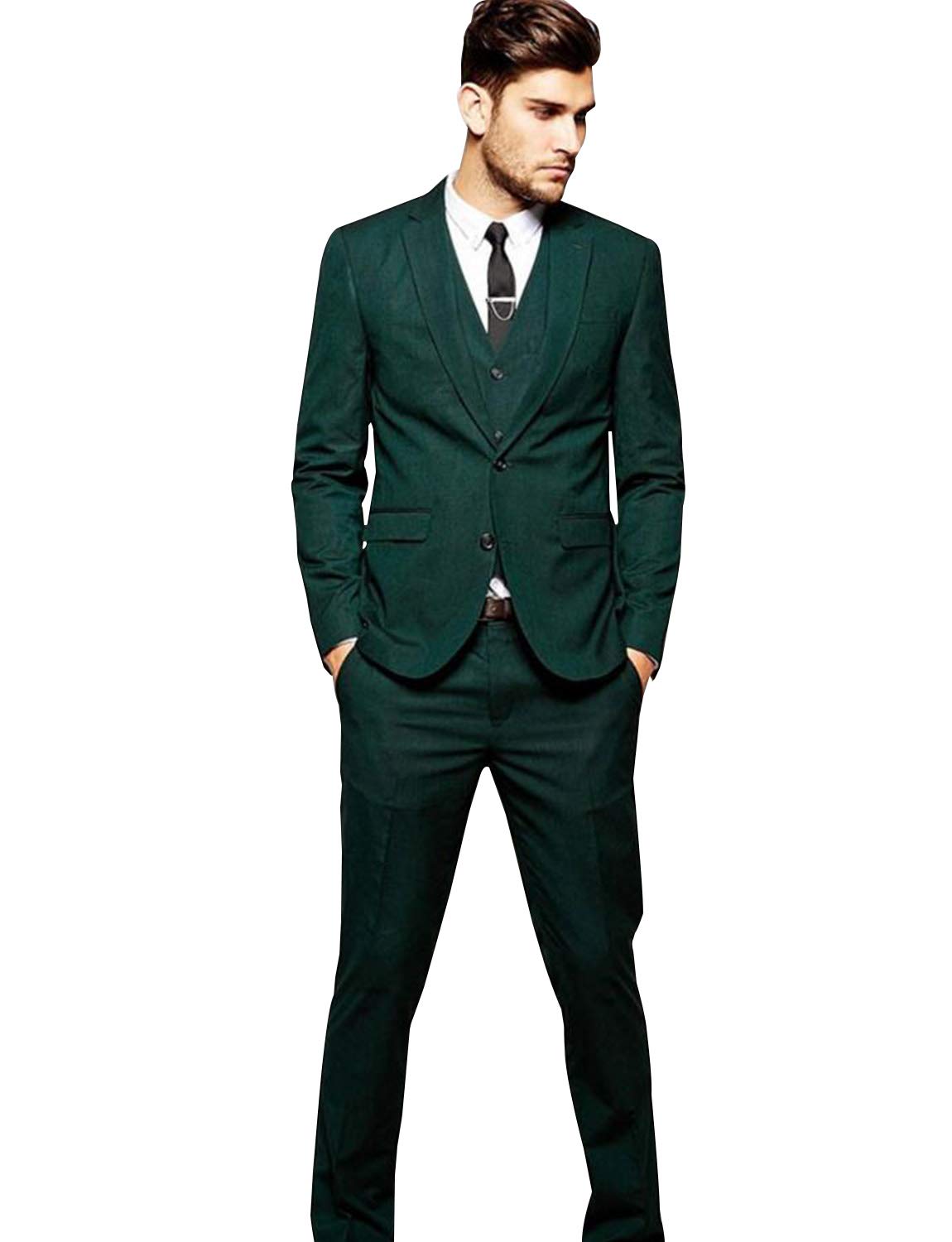 Premium Men's 3-Piece Green Wedding Suit Set - Slim Fit Two Button Groom Tuxedo for Prom, Formal Events & Special Occasions