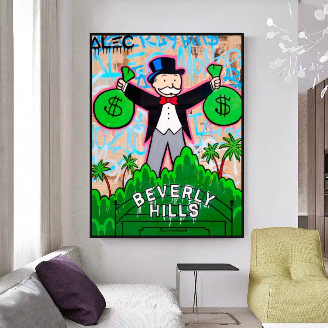 Alec Monopoly Man Holding Bag - Limited Edition Street Art Prints for Home & Office Decor | Exclusive Urban Art Collection