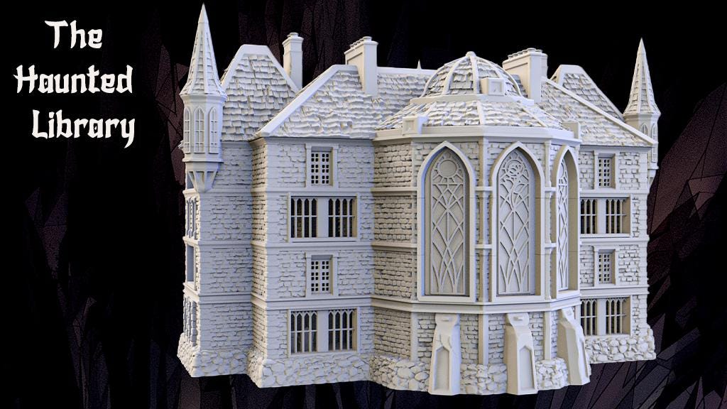 Haunted Library Victorian Gothic Mansion - D&D Terrain, Model Railroad Scenery & Wargaming Tabletop - Perfect for RPG Campaigns, Miniature Displays & Fantasy Gaming Scenes