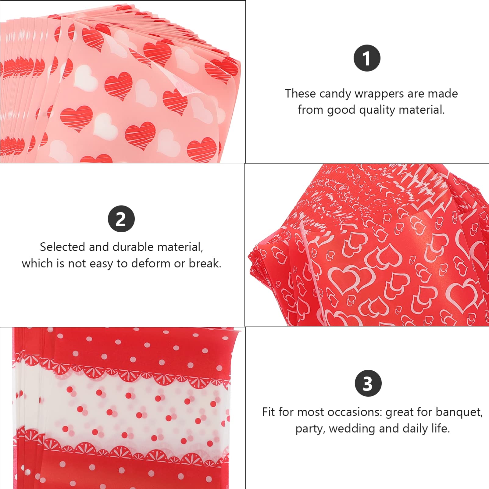 300pcs Heart-Shaped Candy Wrappers - Twistable Caramel Paper for Homemade Sweets, Lollipops, Nougat & Chocolate Packaging | Perfect for Weddings, Parties & DIY Candy Gifts