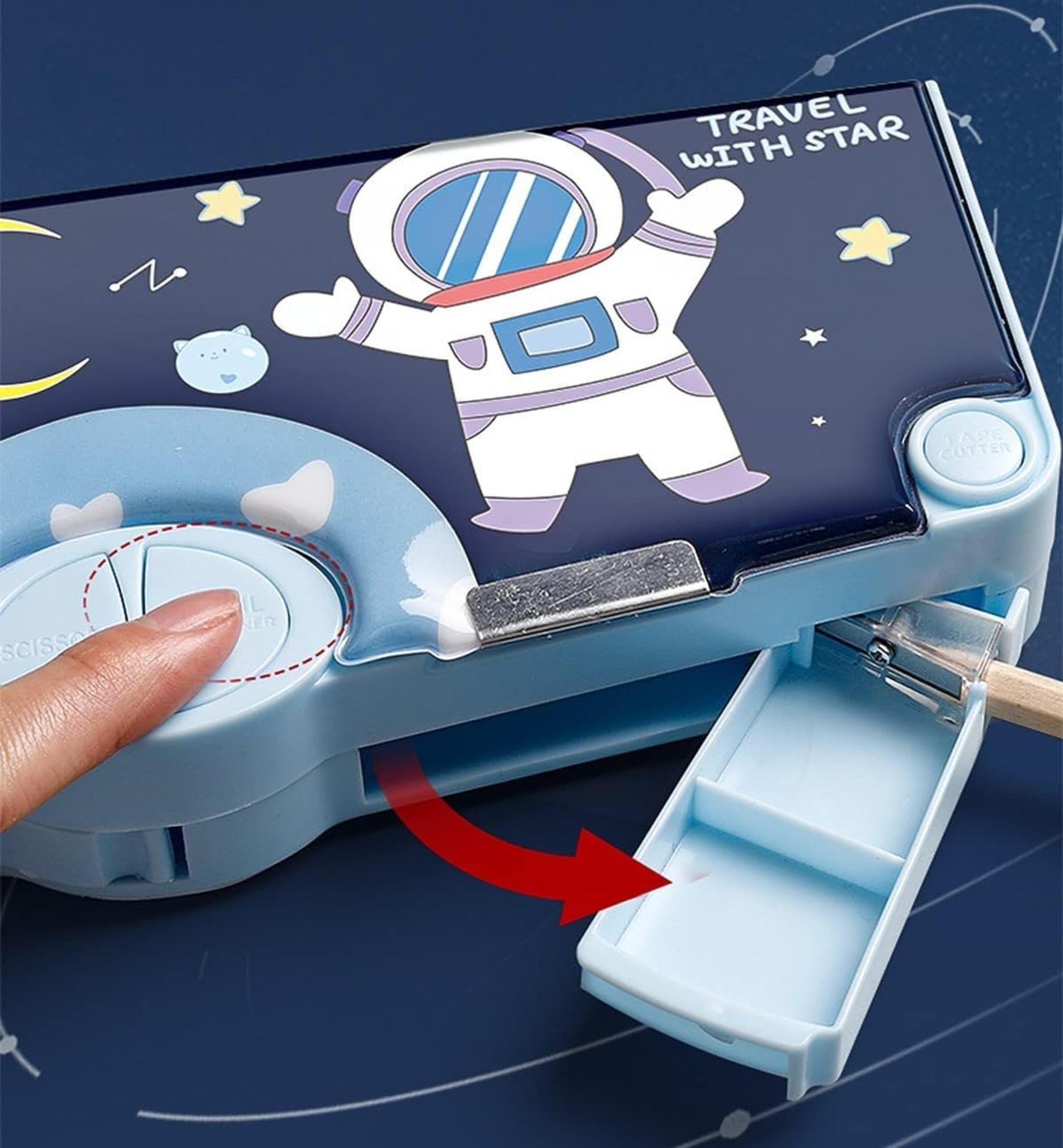 Play Vista Multi-Functional Magnetic Pencil Case for Kids - Space Themed School Supplies Organizer for Boys & Girls (Blue) - Perfect for Classroom, Homework & Travel Use