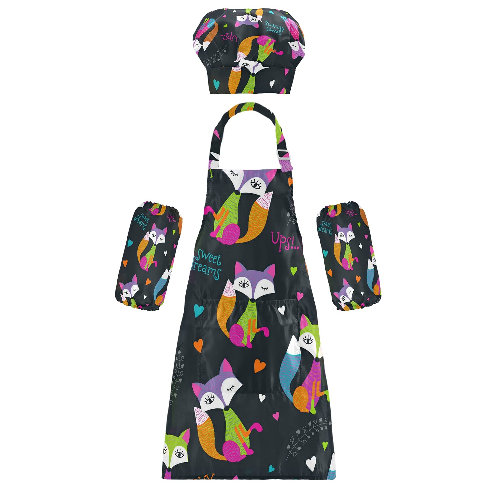 Kids Chef Apron Set with Hat - Cooking, Painting & Gardening for Boys & Girls