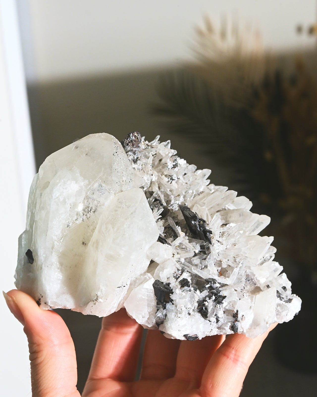 4-Inch Hubnerite with Quartz Crystal - Natural Mineral Specimen for Collectors, Healing & Home Decor