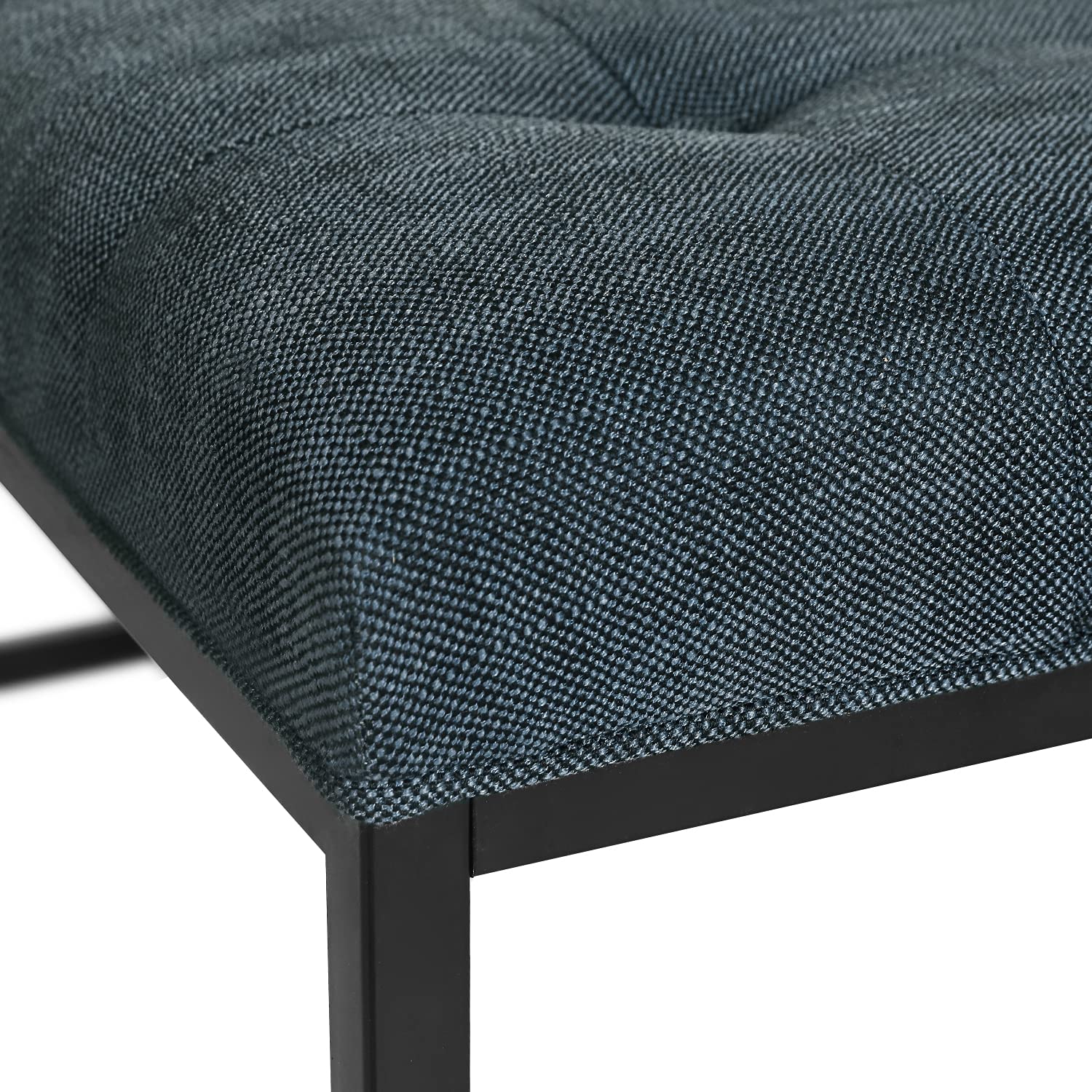 Homebeez Tufted Square Ottoman Coffee Table Footstool - Large Upholstered Bench with Storage for Living Room, Bedroom & Dorm - Soft Blue-Gray Fabric - Perfect for Extra Seating, Footrest or Stylish Home Decor